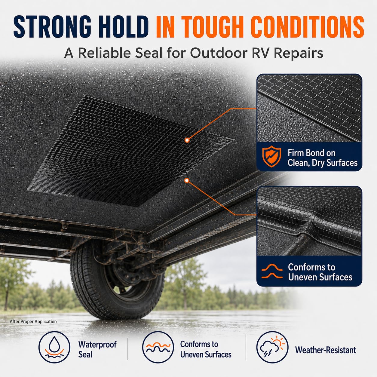 Cinta Reparación Caravana Negra 203mm x 15m | Cinta Sellante para Caravanas, Impermeable y Estanca, para Techo Autocaravana Ventana Barco Tuberías
