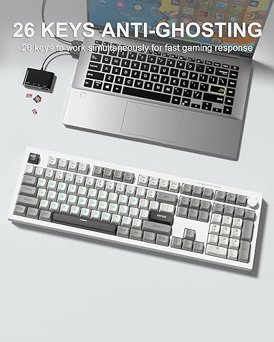 Miniatura 4 de Womier K105 Membrane Gaming Keyboard,RGB Quiet Keyboard for Office, USB Wired,26 Keys Anti-ghosting Computer Keyboard 104 Keys - Gray