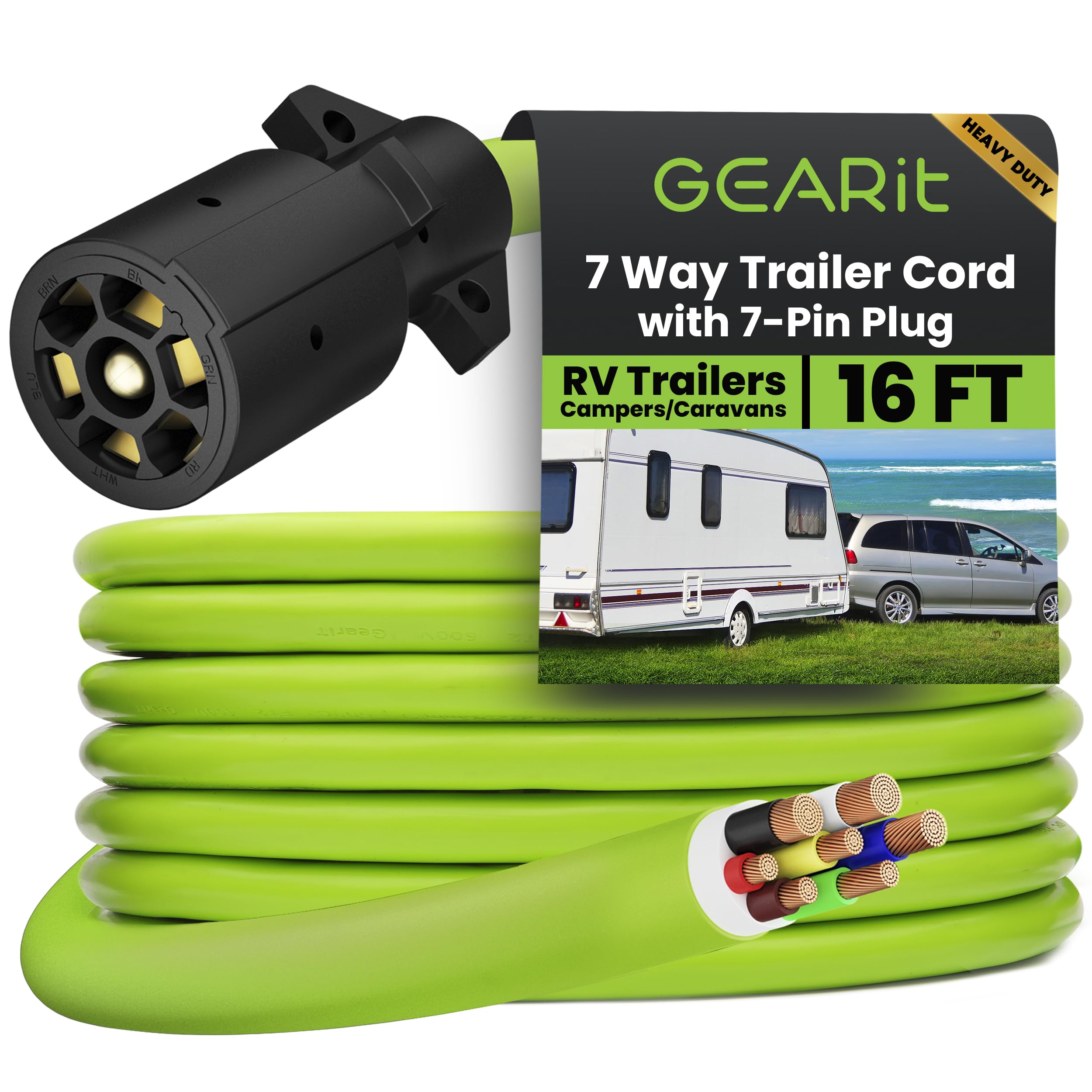 Câble de remorque Vert à 7 Prises – 4,8 m