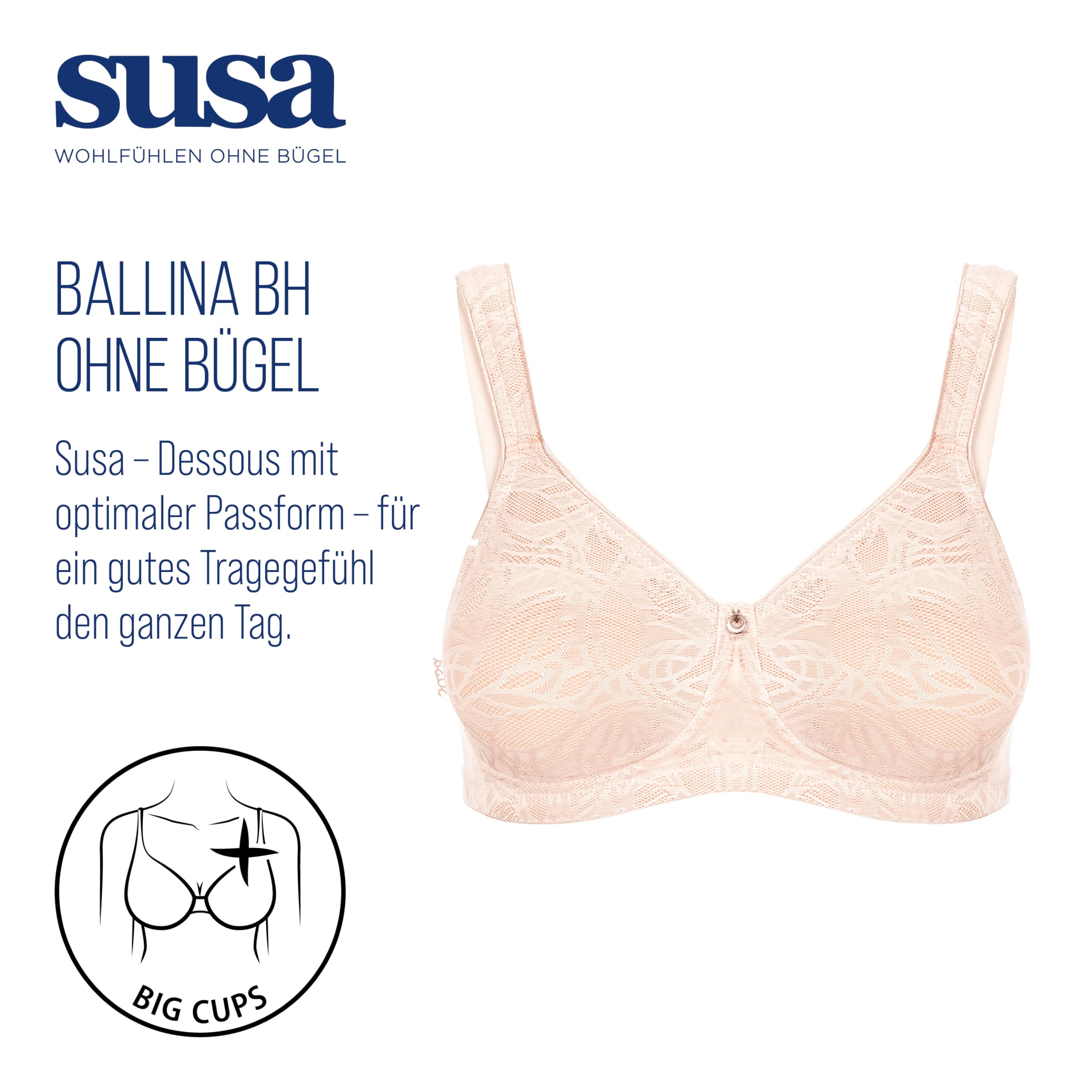 Susa ❤ Soft-BH 8076 Schiefer 266 BALLINA gemoldet, ohne Bügel 75-100, B - G
