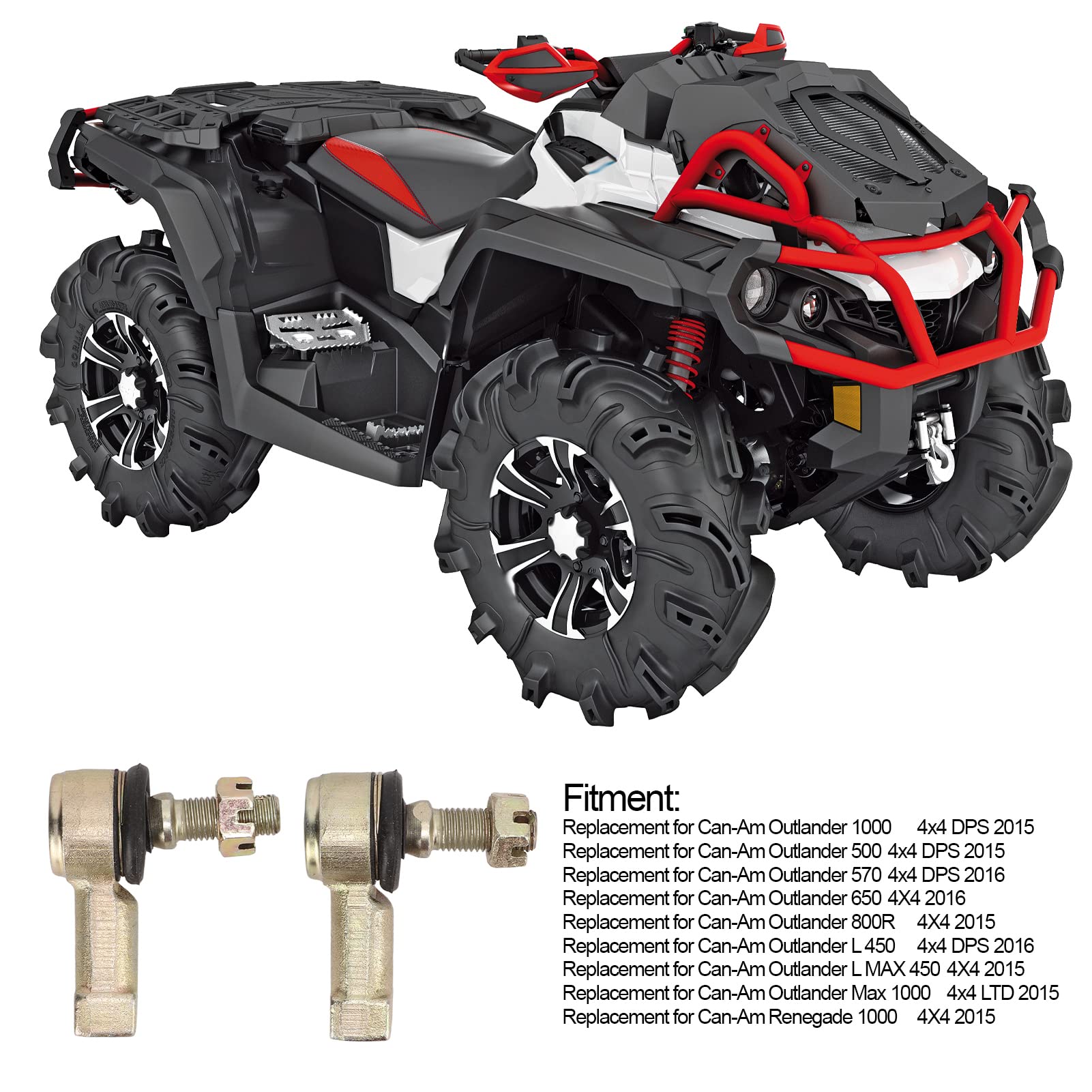 KIMISS M12 Zestaw Przegubów Kulowych na Końcu Drążka Kierowniczego do Can-Am Outlander 1000 500 570 650 800R L 450, Przeguby Kulowe na Końcu Drążka Kierowniczego, Zestaw Końcówek Drążka Kierowniczego