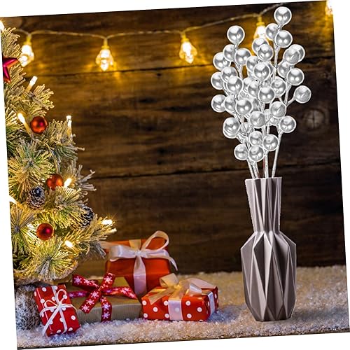 Miniatura 2 de BESTOYARD 60 piezas de racimos de bayas simuladas, agujas de pino, púas de bayas, ramitas de bayas artificiales, arbusto de bayas artificiales,