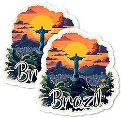 Ímã de geladeira de lembrança do Brasil, pacote com 2 unidades, vinil para lembrança, presente, geladeira, geladeira, lava-louças, ID 44999