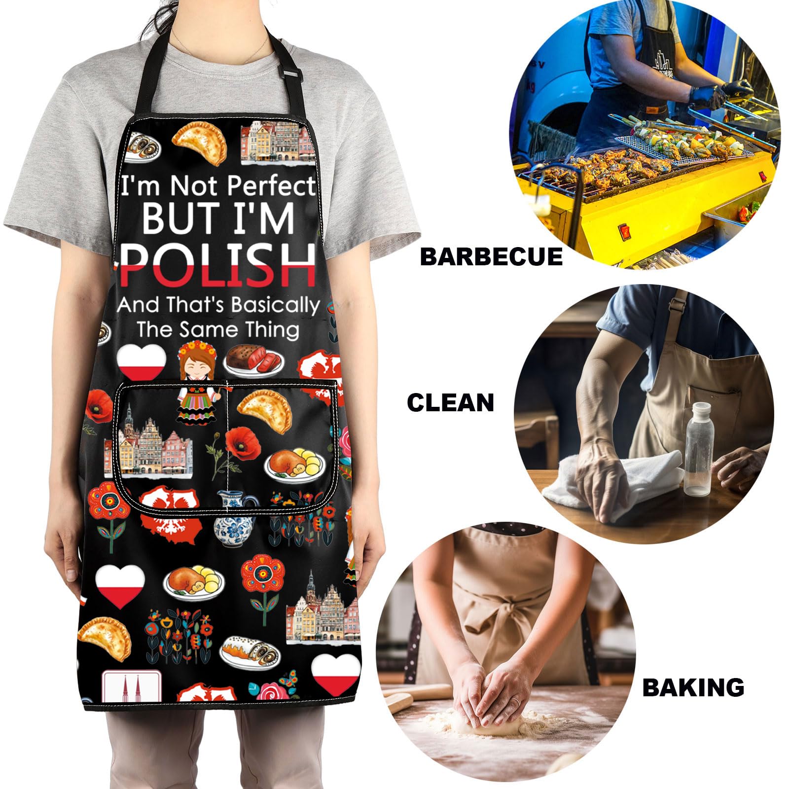 JNIAP Polish Kitchen Apron Polish Cooking Apron Poland Chef Gifts Poland Kitchen Gifts