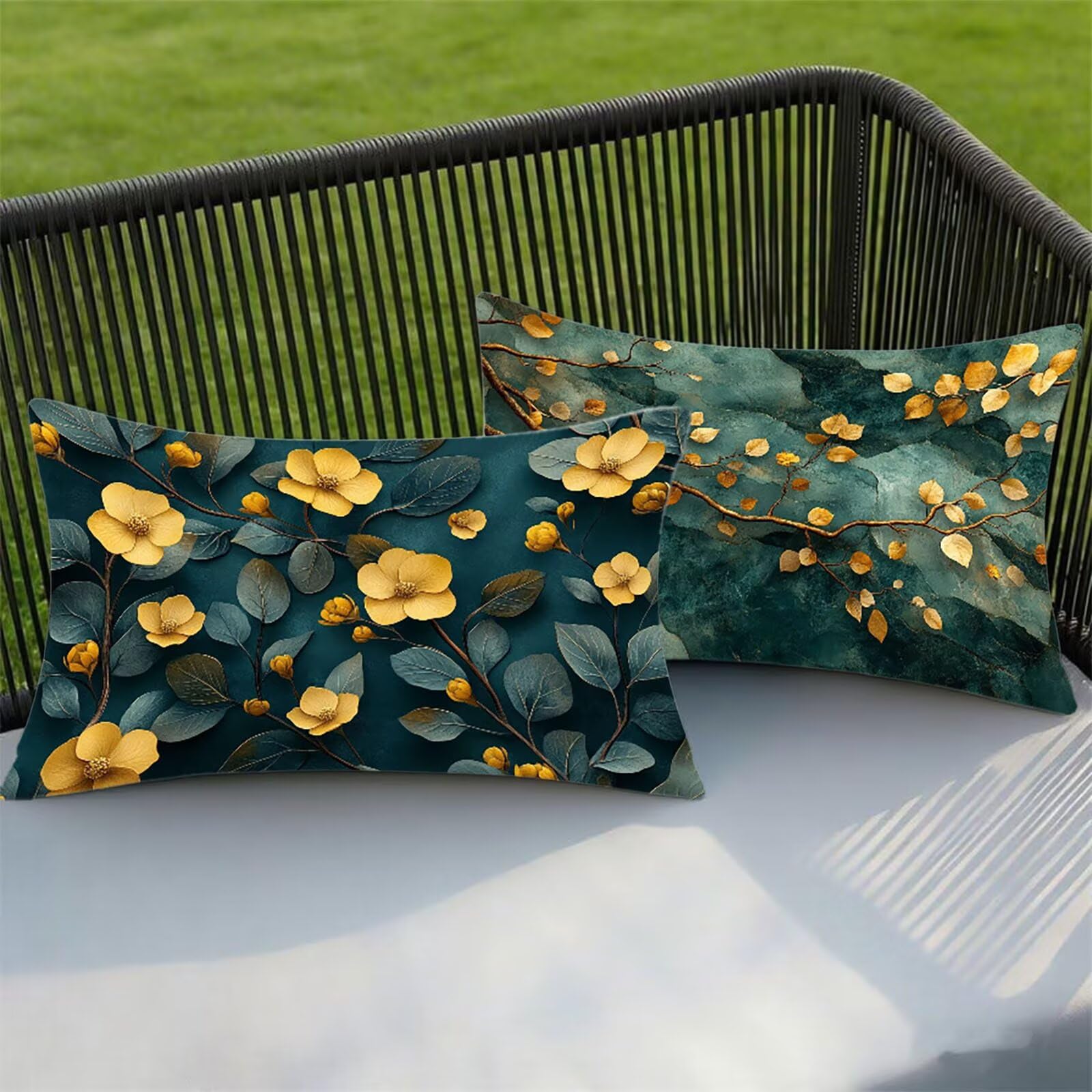 Federe Cuscino 60x80 Set di 2, Fiore Federe Cuscini Divano Velluto Morbido, Rettangolari Copricuscini 60x80cm Con Cerniera Invisibile, Copricuscino per Camera Casa Decorazioni, Nordico E-5581