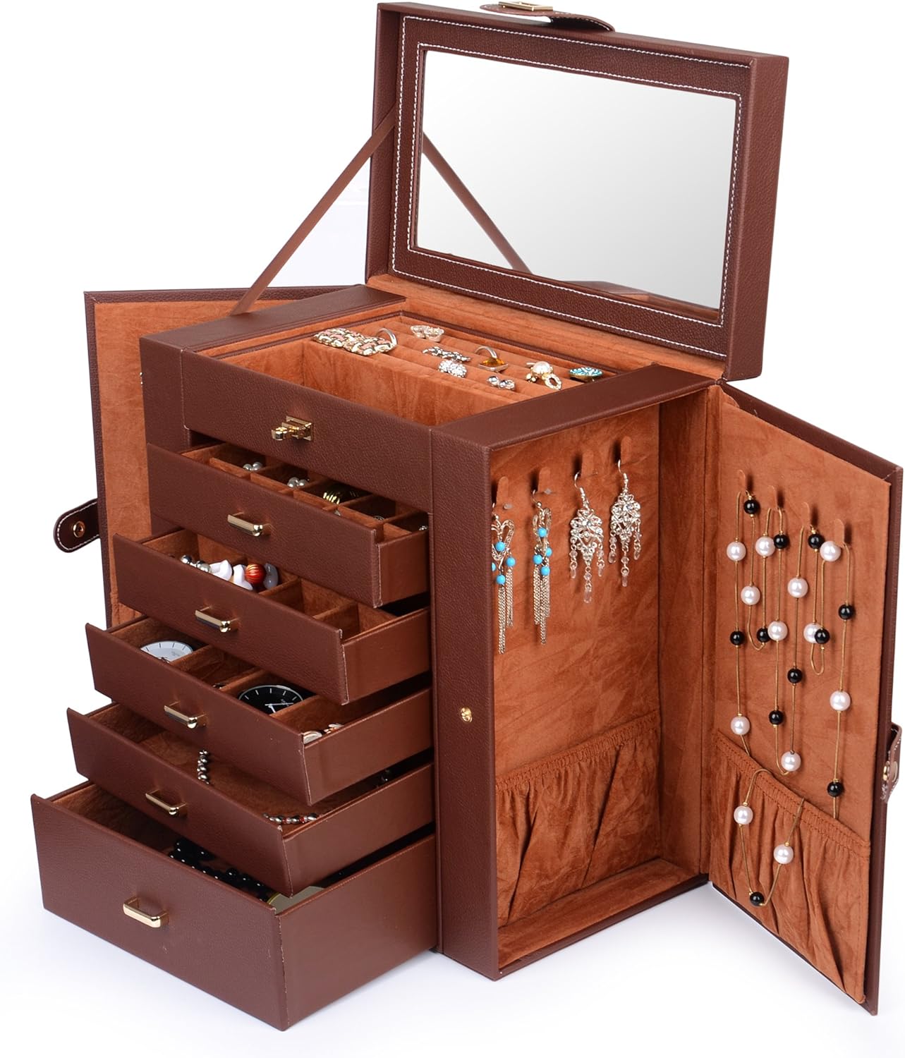 Kendal Huge Leather Jewelry Box / Case / Storage LJC-SHD5BK (black): Home & Kitchen