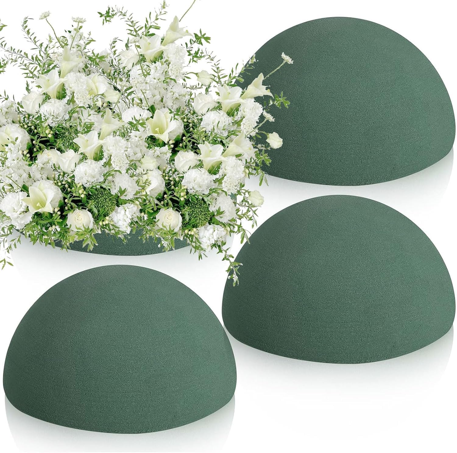 STEFORD 4 PCS Half Ball Floral Foam, Round Floral Dry Foam Blocks Green Flower Styrofoam for Fresh and Artificial Flower Arrangements (5.5 X 2.8 Inches)-image-20