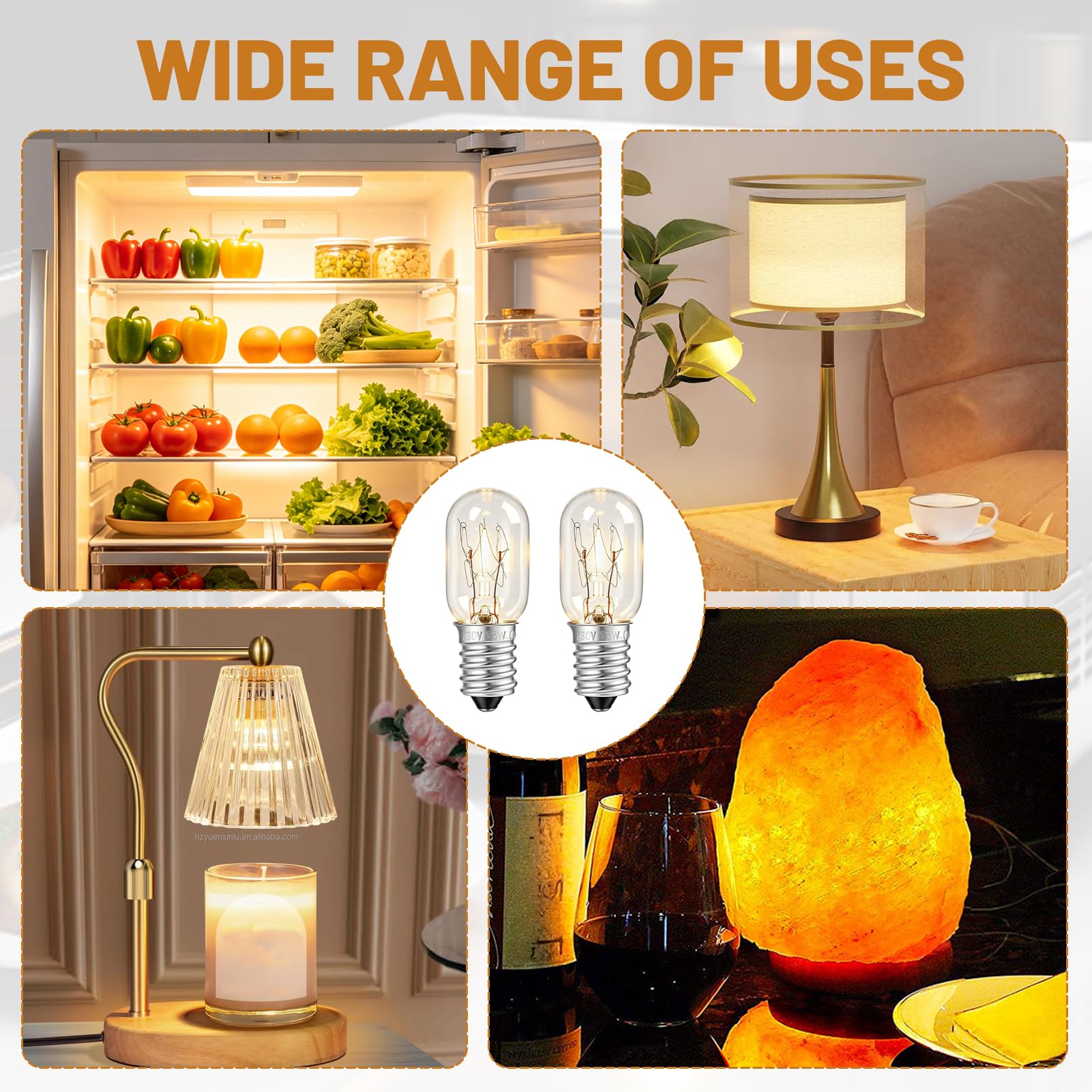 2 Stück Kühlschranklampe E14 15W, Kühlschrank Birne warmweiß 2700K T20, Glühbirne Gefriertruhe, Nähmaschine, Dunstabzugshaube, Salzlampe, Weihnachtsbeleuchtung Vitrine Vielseitige Haushaltsbeleuchtung