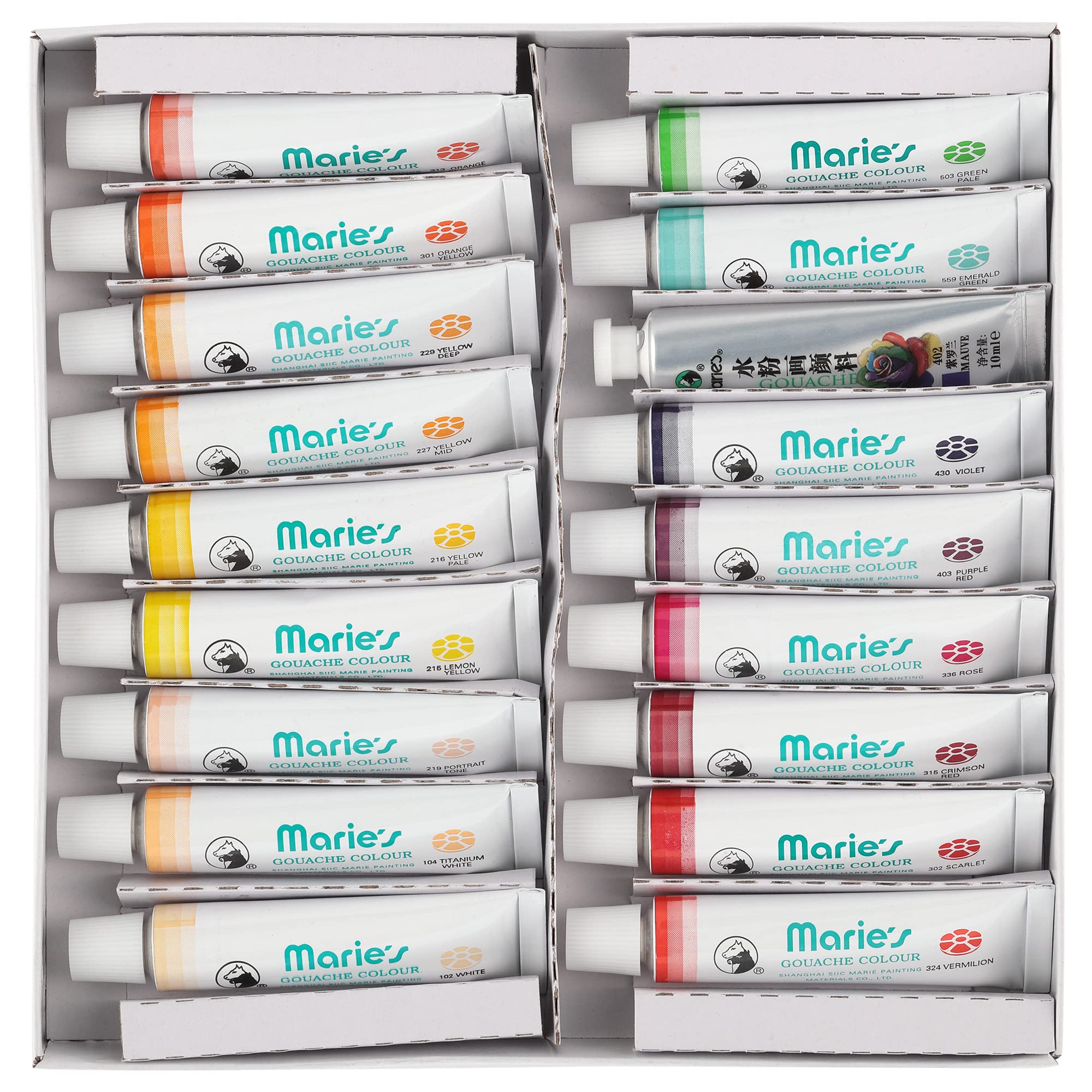 Marie's Lot de 36 tubes de gouache d'artiste hautement pigmentés pour peinture, artistes, illustrateurs et designers de couleurs assorties (12 ml)