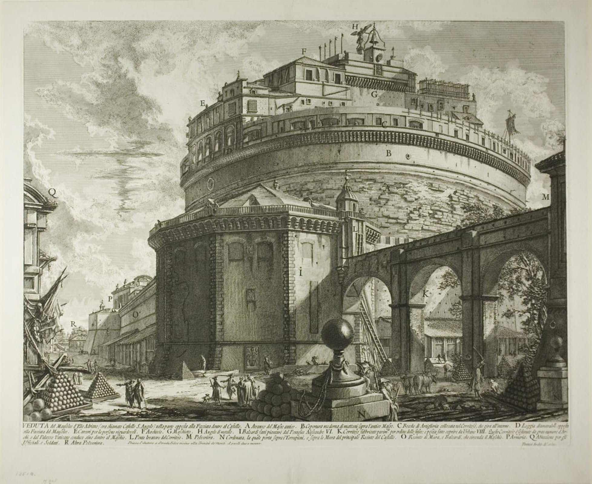 ARTXLXXBN Famous Prints Artwork Pictures Poster Painting Art View of the Mausoleum of the Emperor Hadrian From the Rear by Battista Piranesi Artwork Landscape Pictures for Home Decor 60x90cm