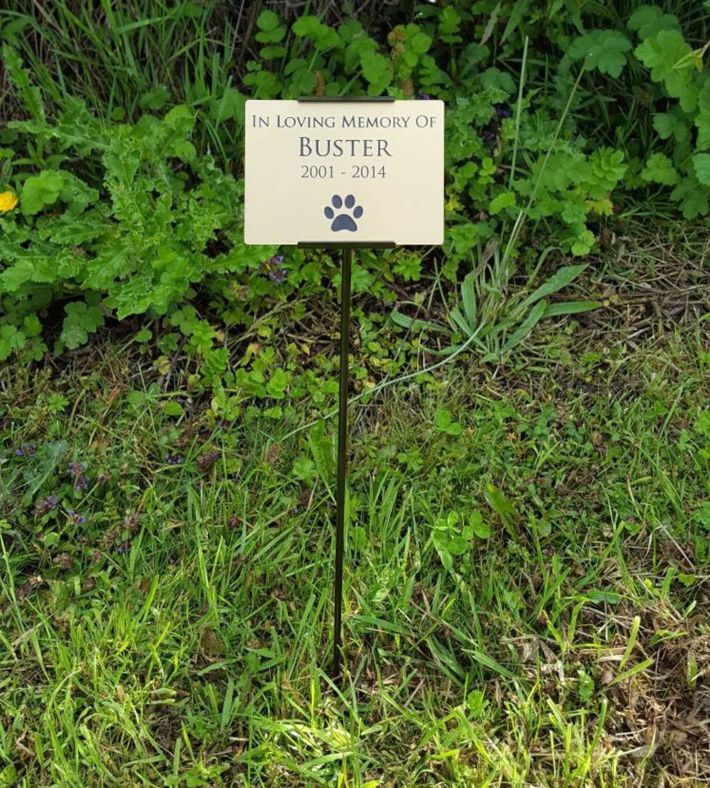 Derwent Laser Crafts Outdoor Garden Stake Memorial Plaque - Choose Your Text - Metal Effect Acrylic Plaque