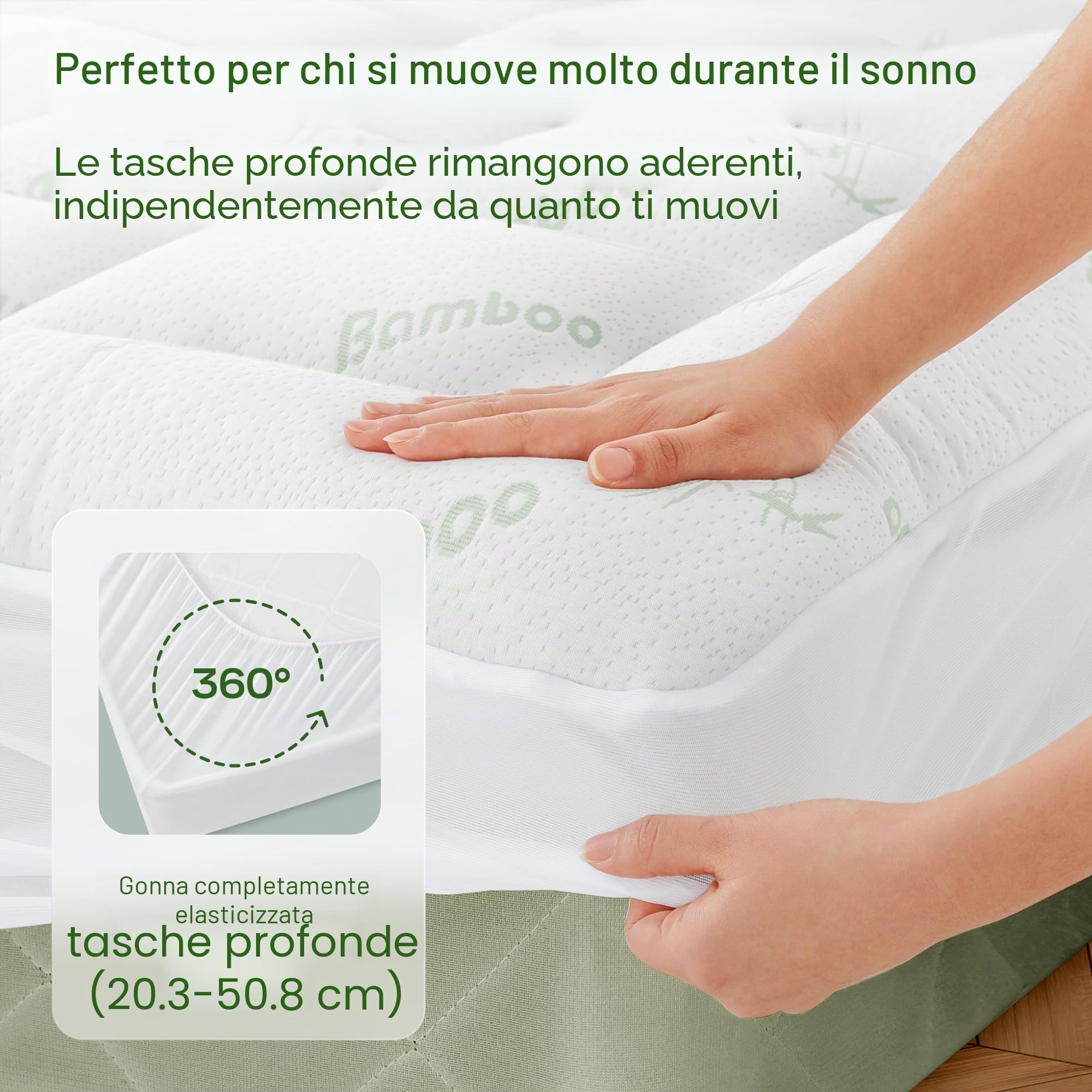 Niagara Topper singolo 99 x 190 cm in bambù - Traspirante e fresco, progettato per alleviare il mal di schiena - Il coprimaterasso con tasca profonda si adatta a materassi 20x50 cm