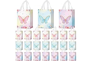 24 Pack Disposable Butterfly Favor Bags in Pink, Blue, and Purple