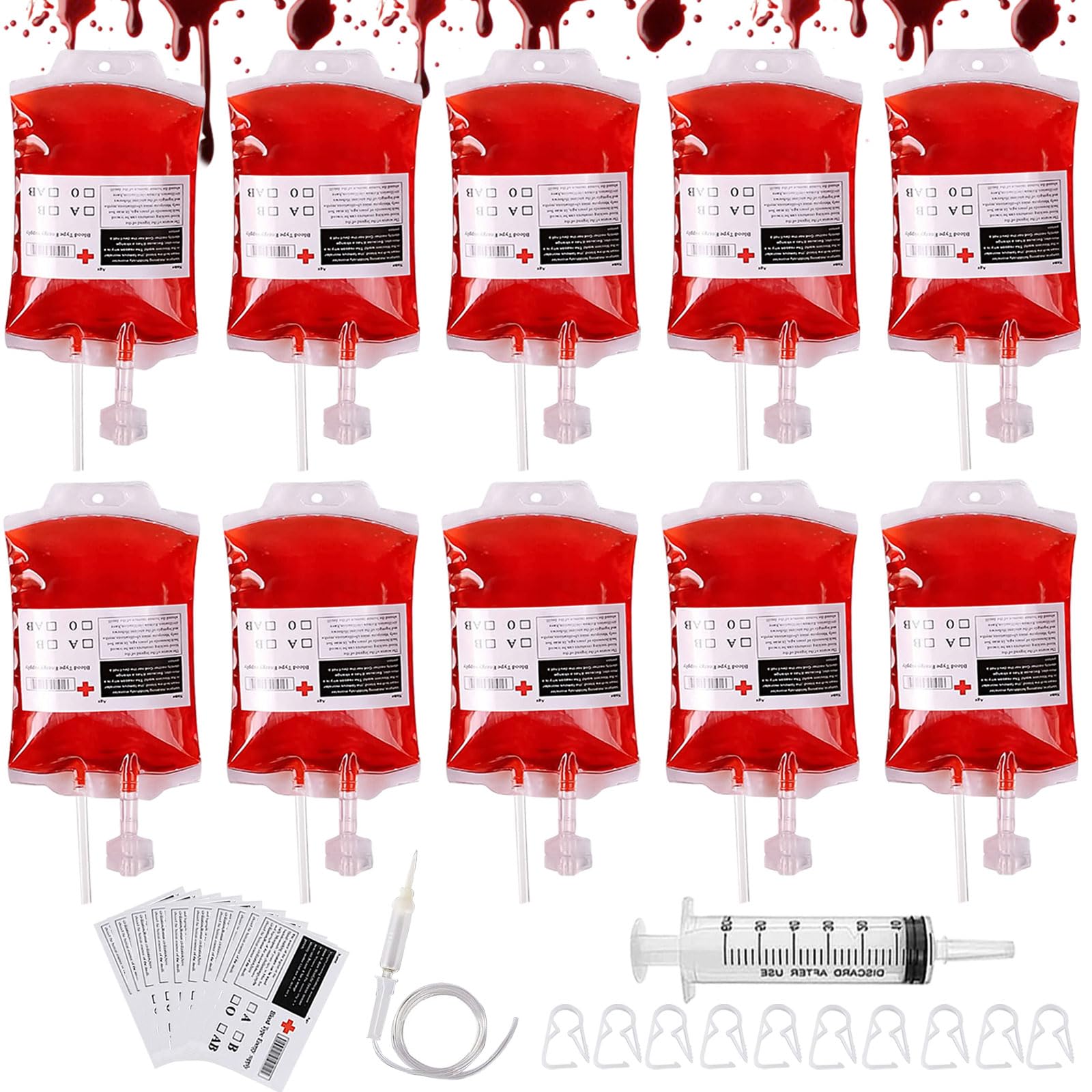 Sacca Per Flebo di Sangue di Halloween, Sacca Per Bevande di Sangue da 350 Ml Perfetta Per Balli in Costume di Halloween E Altri Tipi di Feste Contenitore Decorativo Per Confezioni di