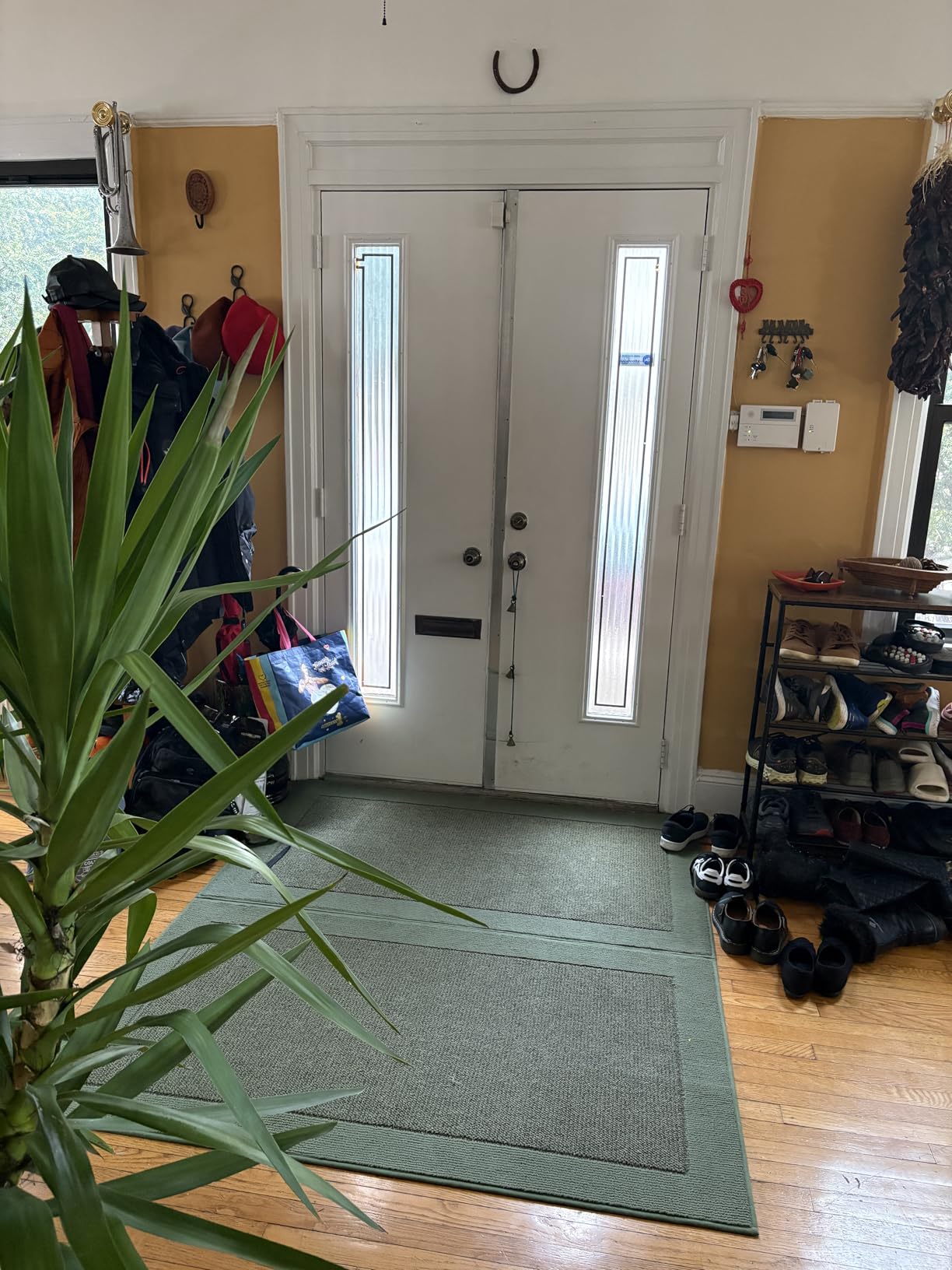 Solid Colored Bordered Non-Slip Washable Entrance Carpet