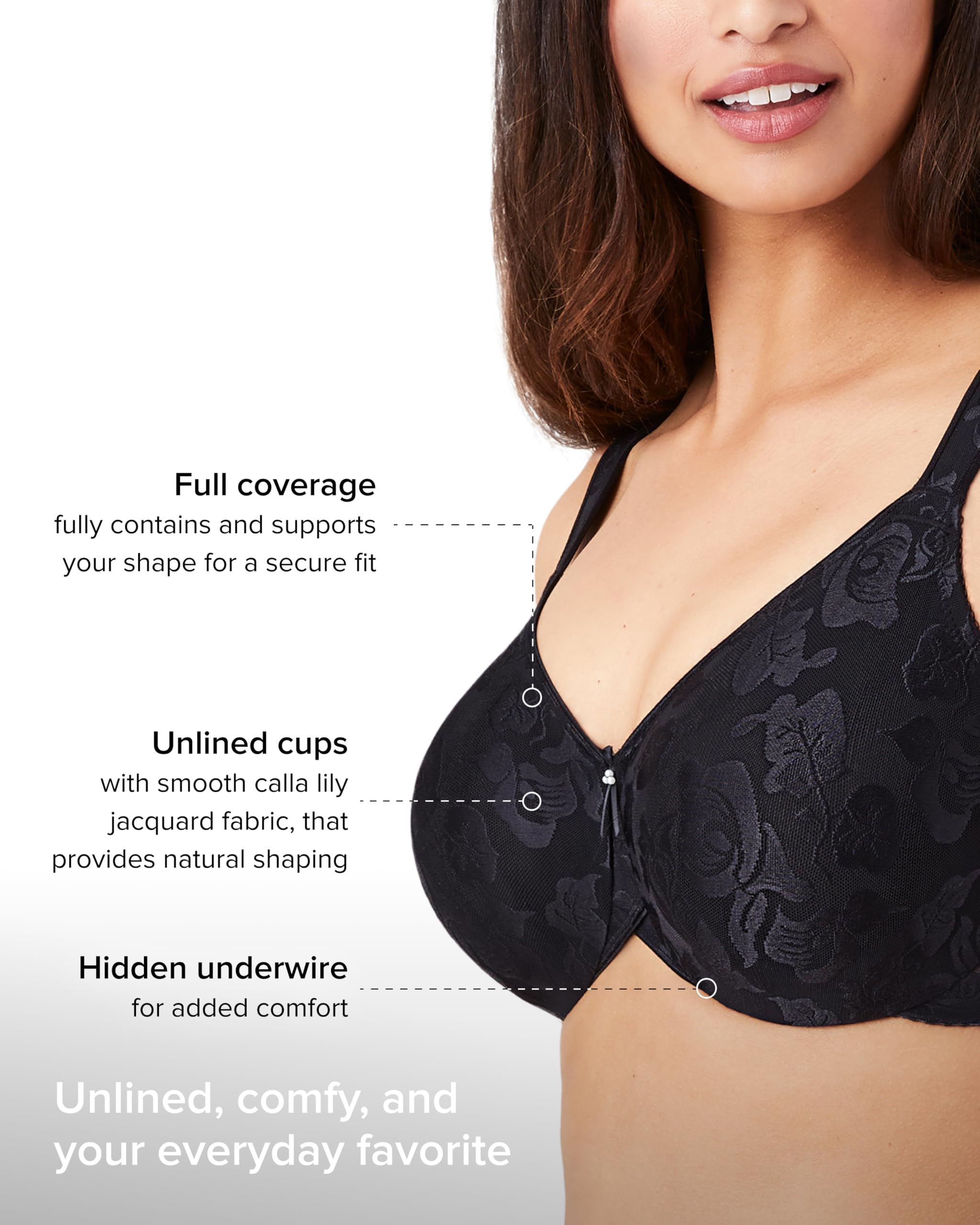 Wacoal Women's Awareness Underwire Bra - 85567,Black,44C