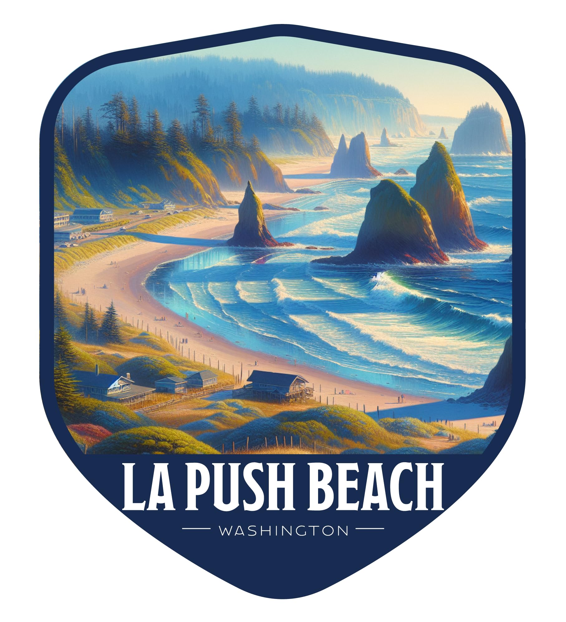 La Push Beach Washington Vintage Shield Badge Souvenir - 4-Inch Vinyl Sticker