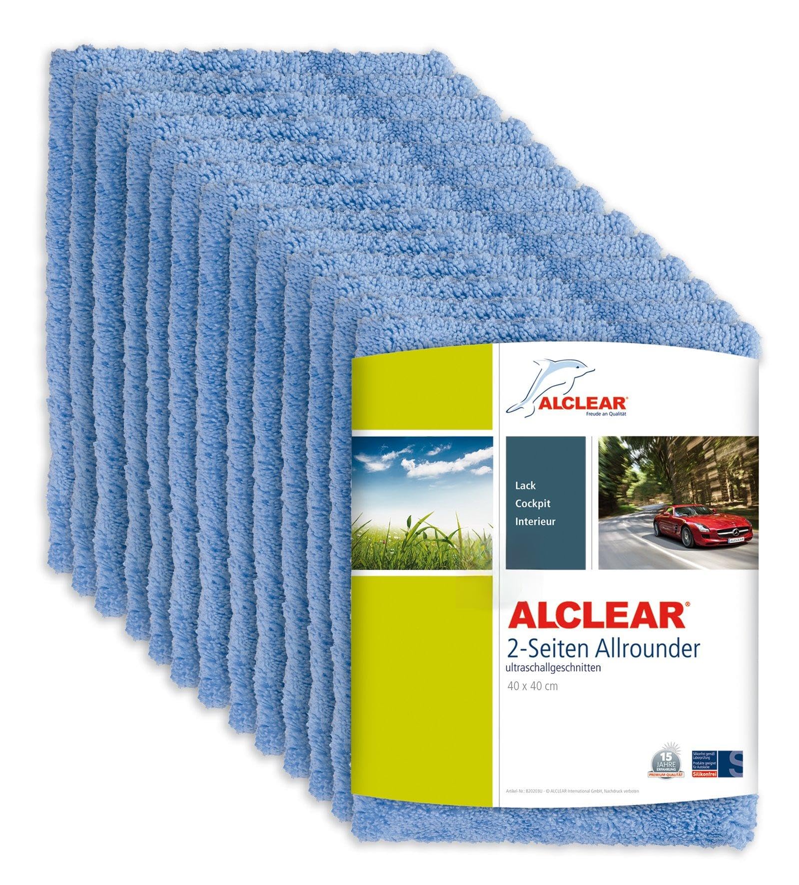 ALCLEAR Paños de Pulido de 2 Lados para Coche, Moto y máquina pulidora, Juego de 20 paños de Microfibra, absorbentes, 40 x 40 cm, Azul