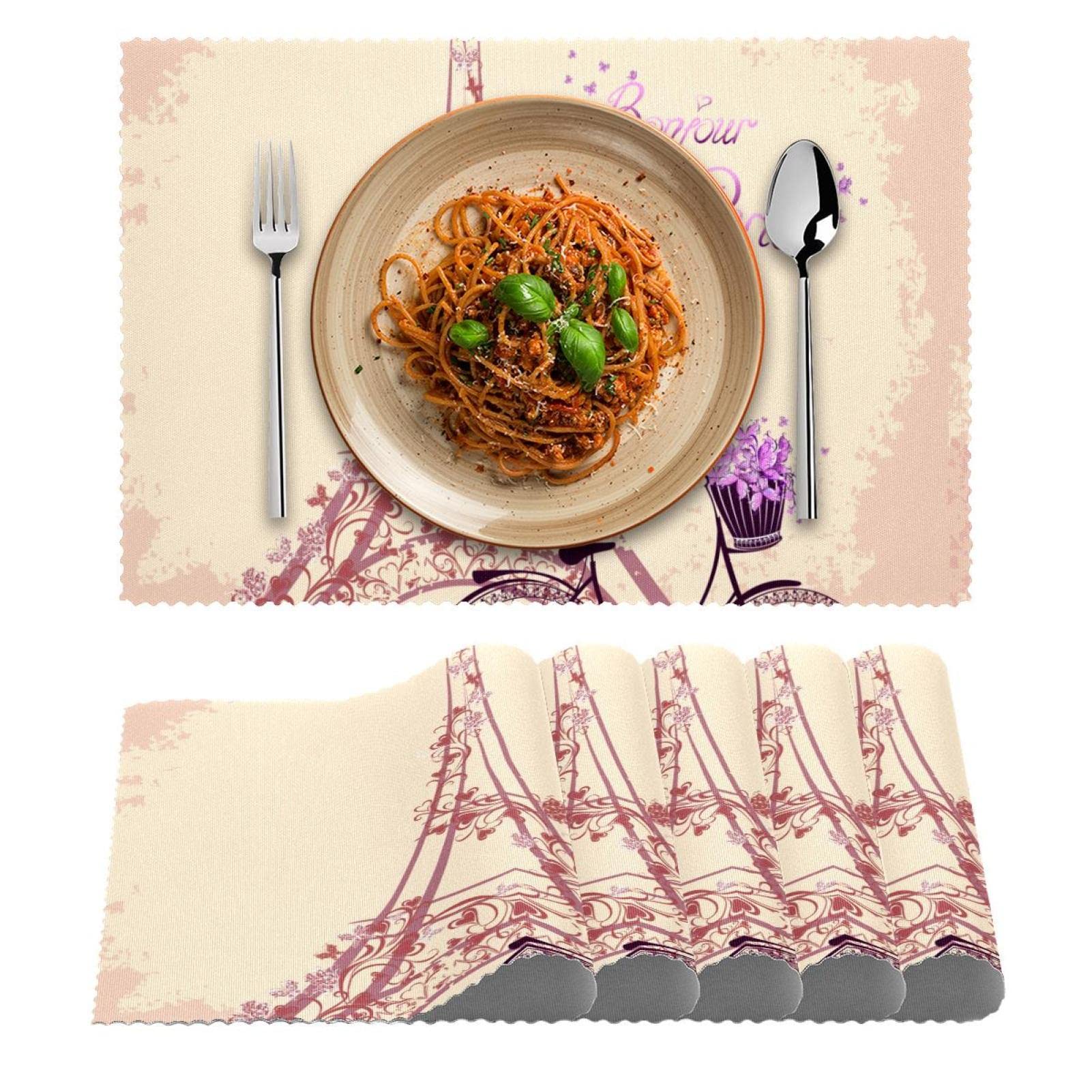 Amazon｜布製ランチョンマット 食卓用洗えるテーブルマット 6枚