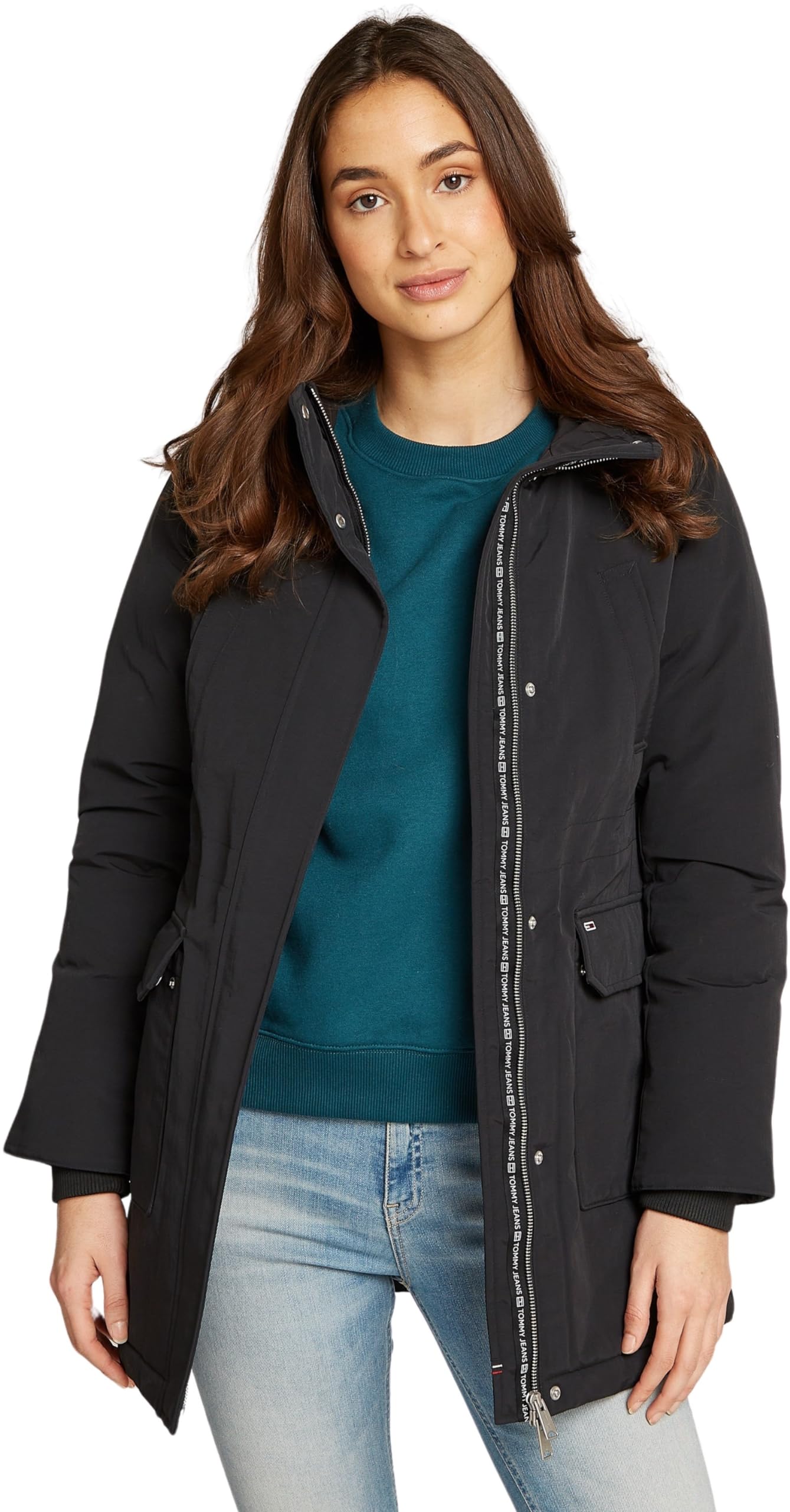 Tommy Jeans Women's Tjw Technical Down Parka Dw0dw18866 Parka Coat, Black (Black), XXS