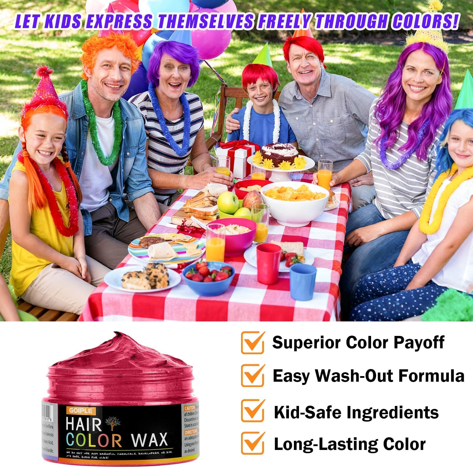 Cera temporal para el cabello para hombres, mujeres y niños, uso diario, fiesta, Navidad, bricolaje, tiza, lavable, color natural instantáneo para mujeres, 100 ml