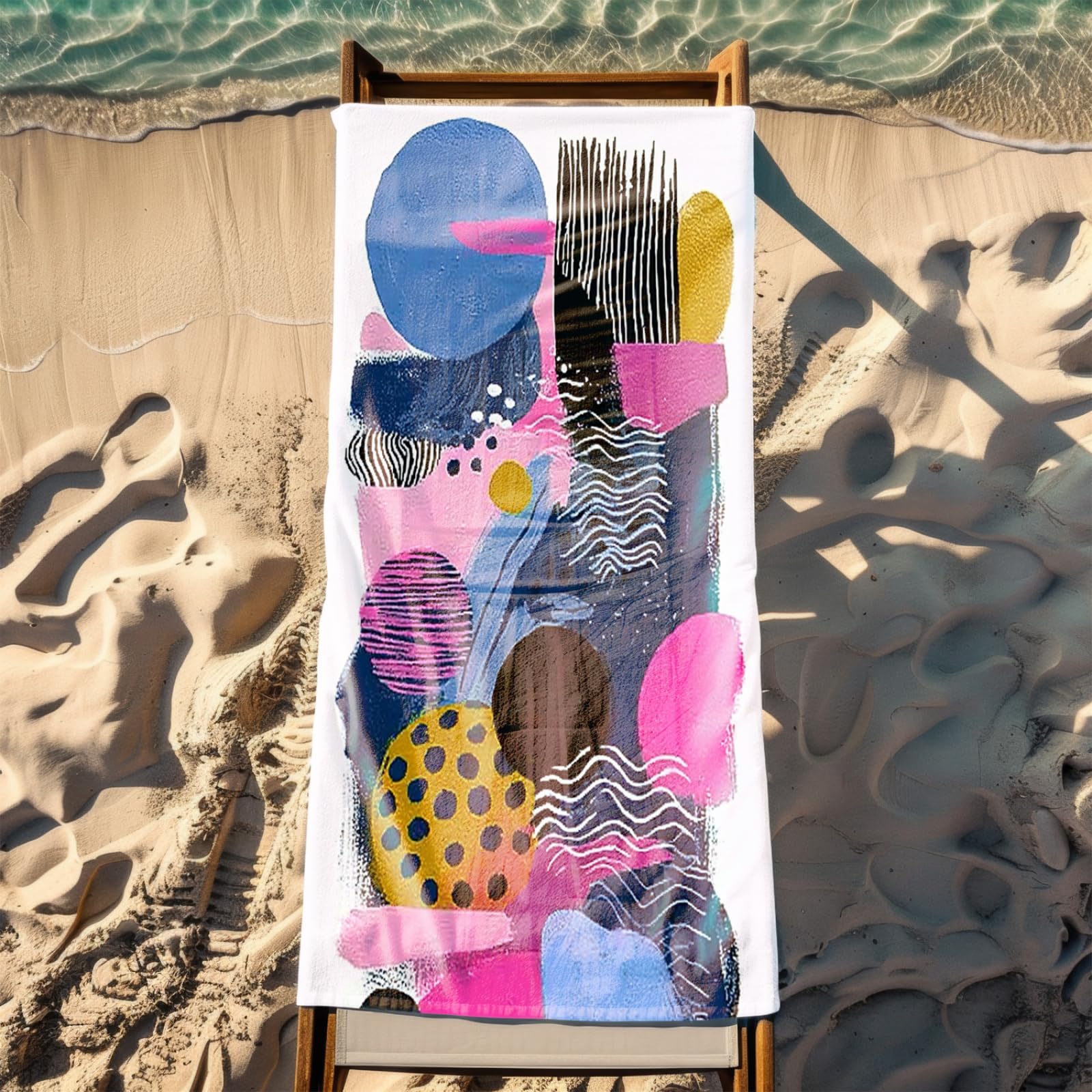 Genérico Toalla Playa 90X180 Patrón Amarillo Rosa Azul Grande Toallas de Playa Microfibra Ligera Secado Rápido Sin Arena para Mujer Hombre Viajes Vacaciones Natación Camping