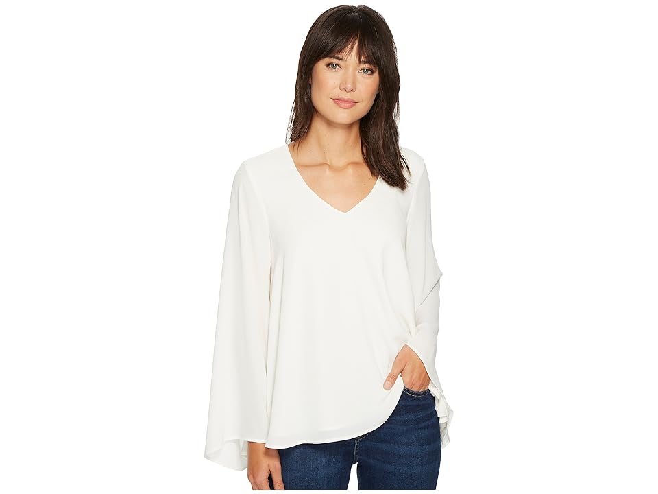 

Karen Kane V-Neck Flare Sleeve Top (Cream) Women's Clothing