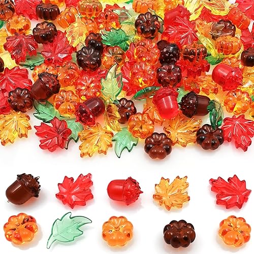 Miniatura 1 de Relleno de jarrón de otoño para decoración del día de Acción de Gracias, dispersión de mesa de calabaza acrílica, mini hojas de otoño, bellotas,