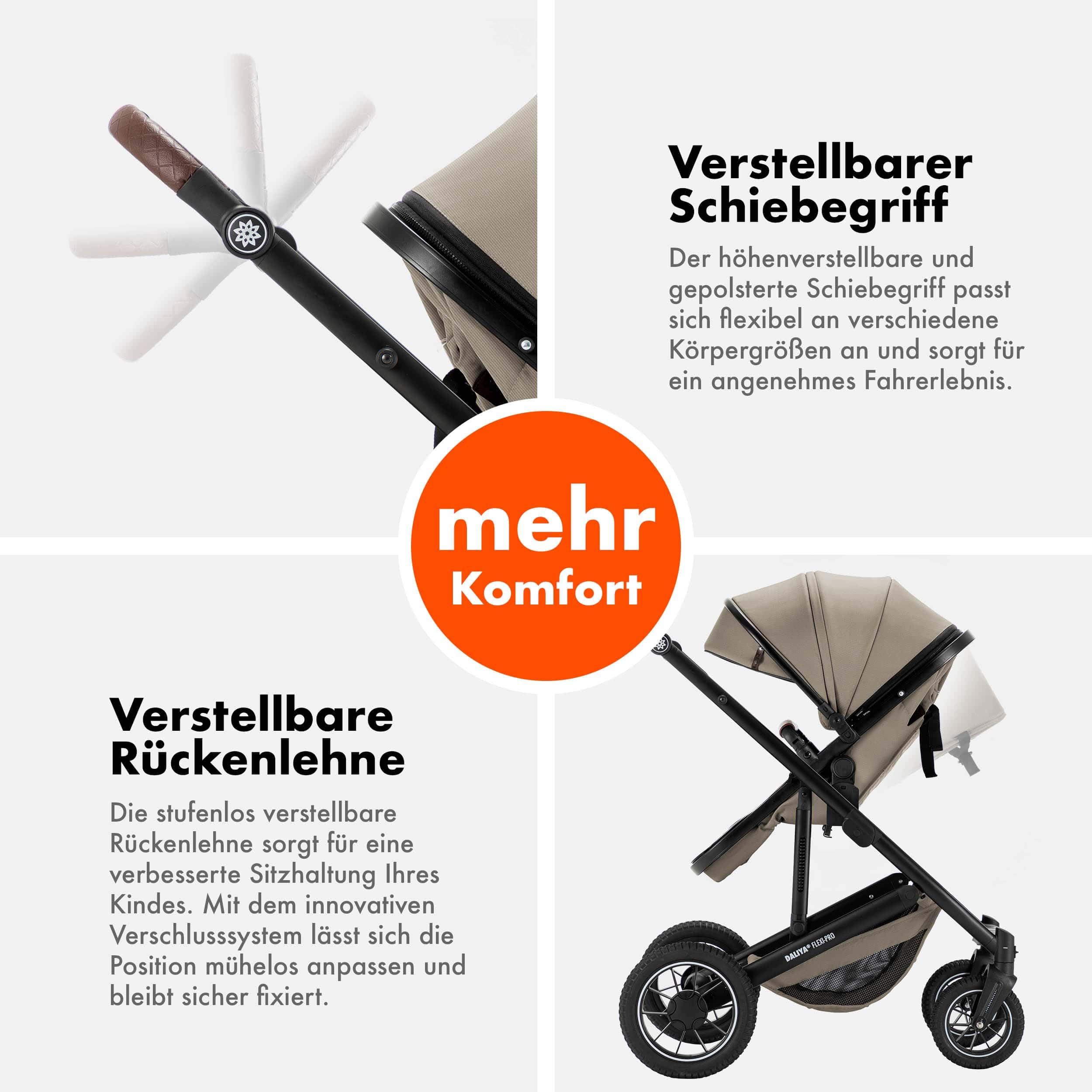 Daliya® FLEXI-PRO M 2in1 Kinderwagen & Buggy (Beige Leinen)