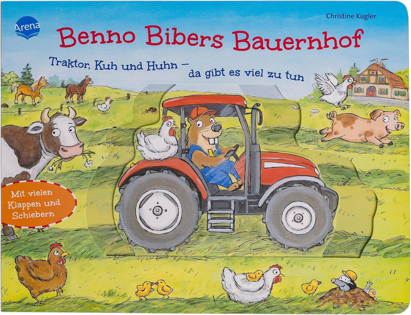 Benno Bibers Bauernhof. Traktor, Kuh und Huhn - da gibt es viel zu tun: Pappbilderbuch mit Klappen und Schiebern ab 2 Jahren