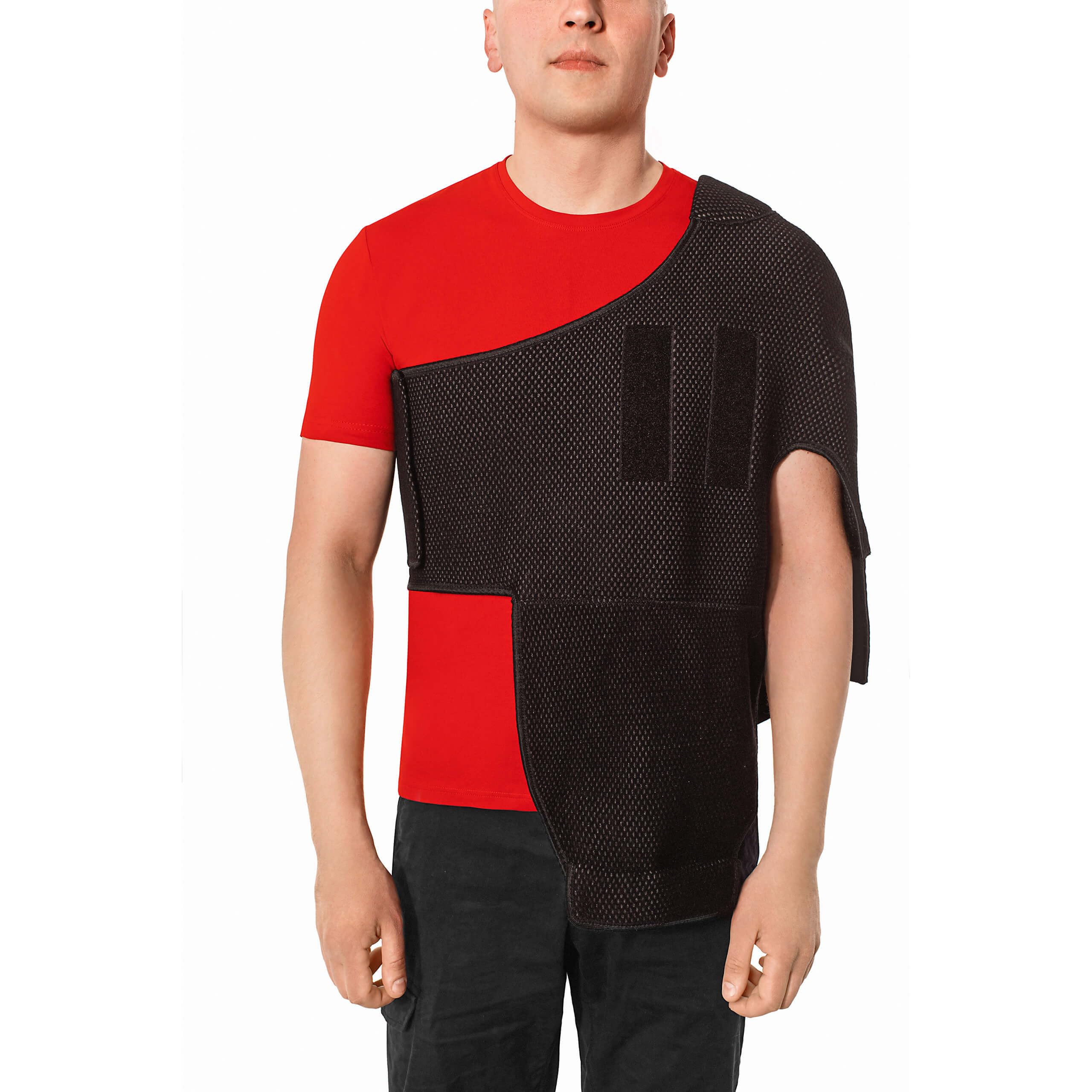MEK Schulterbandage & Armschlinge (Gilchristverband) - Medizinprodukt aus der EU - Schulter Immobilisator zur Ruhigstellung bei Luxation, OP & Bruch - Links & Rechts, Damen/Herren, 4005 Schwarz (S)