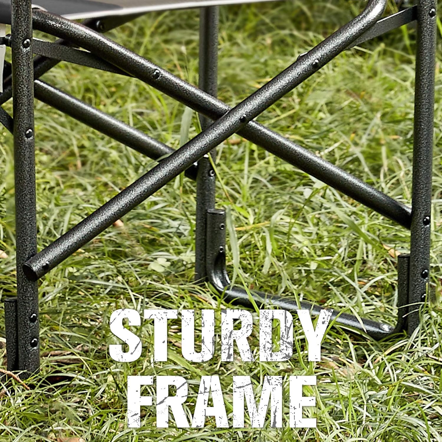 TIMBER RIDGE Director's Chair Folding Aluminum Camping Portable Lightweight Chair Supports 300lbs with Side Table Outdoor(Black): Kitchen & Dining