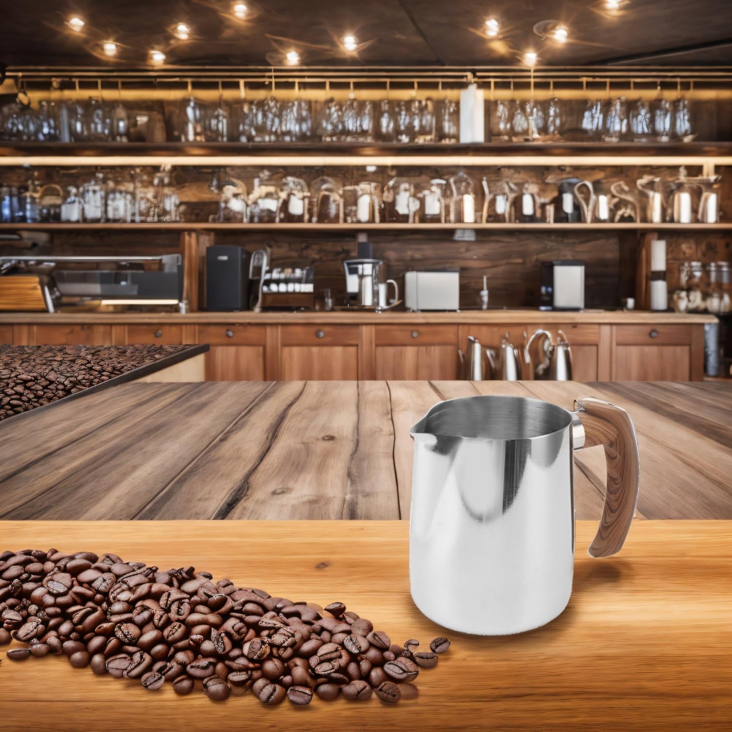Milk Frothing Pitcher, Stainless Steel Milk Frother Cup Espresso Steaming Pitcher with Clear Scale,，Milk Coffee Cappuccino Latte Art Barista Steam Pitchers Milk Jug Cup (1000ml-sliver)