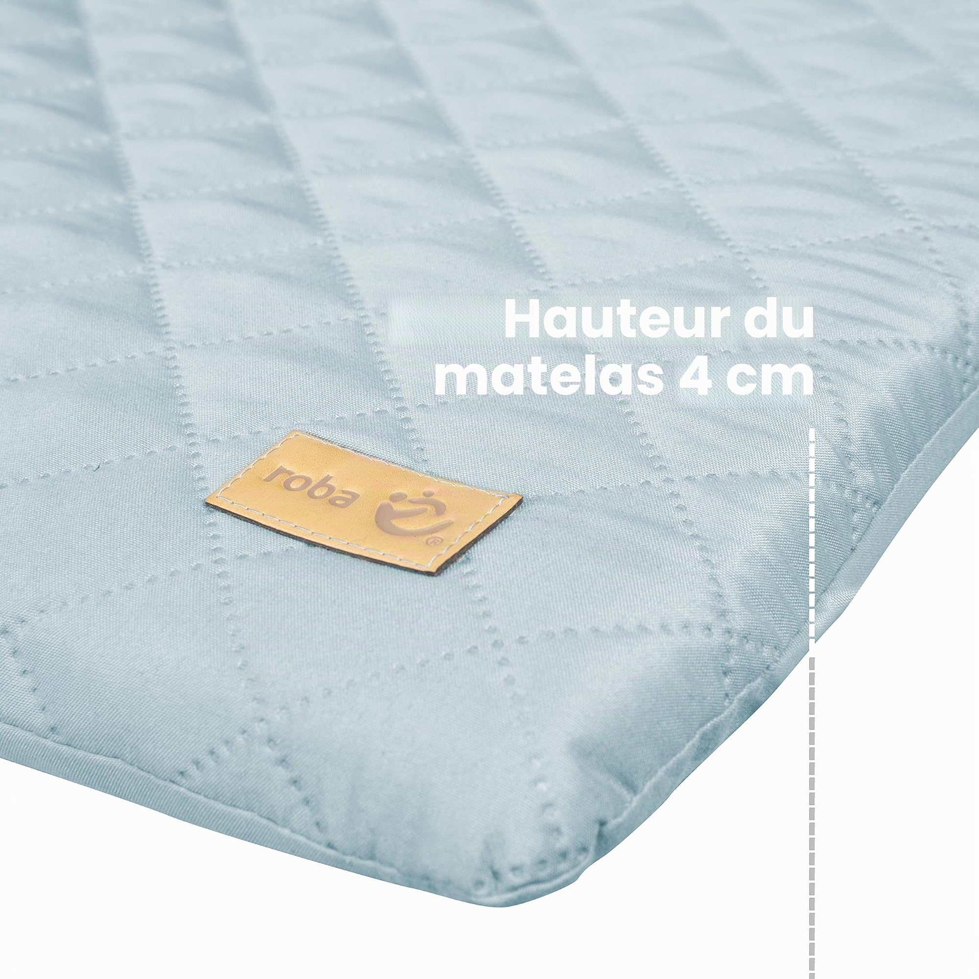 roba Matelas à Langer Imperméable 85 x 75 cm roba Style - Bords Rehaussés - pour Table à Langer - Sans Phtalate - Facile à Nettoyer - Bleu Clair / Visage d'Ours Benny