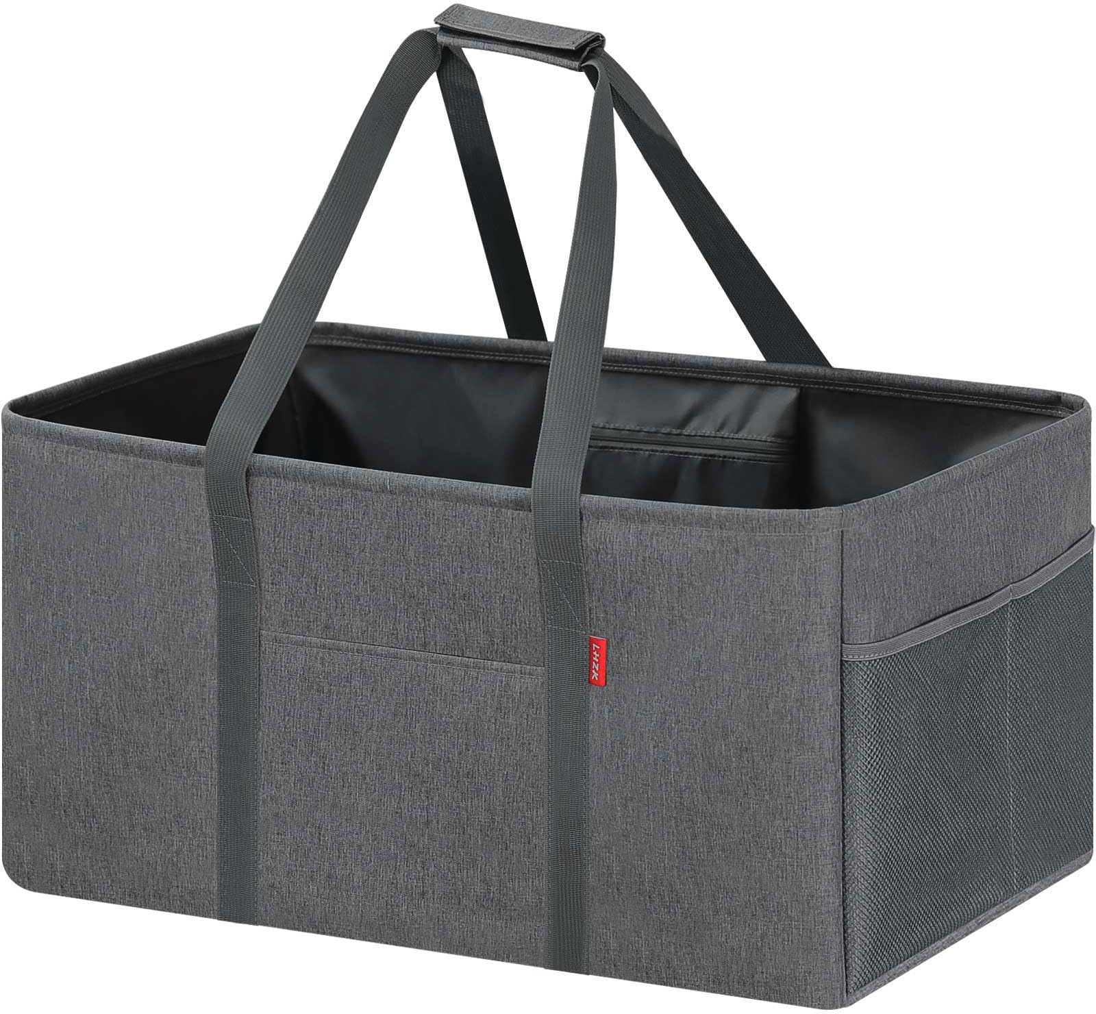 LHZK Standing Extra Large Utility Tote Bag with Metal Wire Frame and the Sides Rinforced, Extra Large Tote Bag with Handle, Reusable Grocery Bags