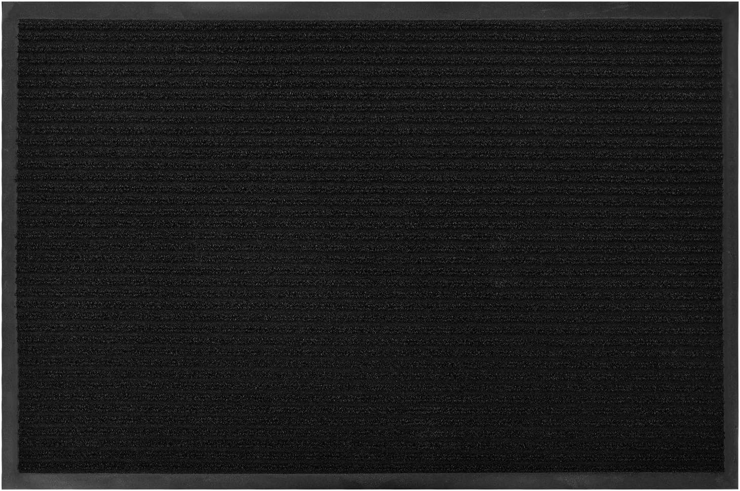fani Heavy Duty Jet Black Striped Floor Door Mats Entryway