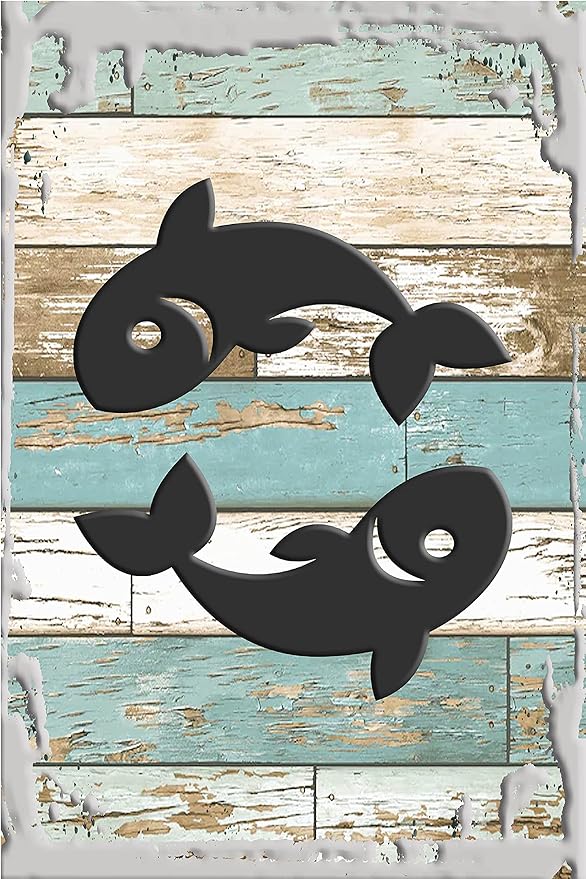 Pisces symbol two fish zodiac sign astrology White Wall Sign Decor Funny Gift