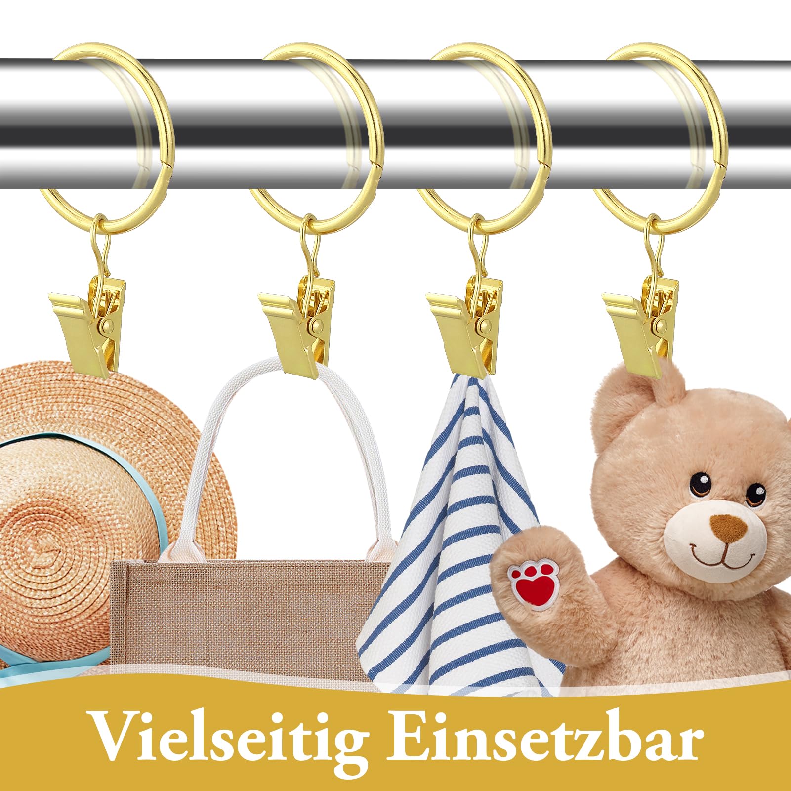 CSPARKV 40 Pièces Anneaux Rideaux, Robuste Pince A Rideaux Anneaux Rideaux Avec Pince Antirouille Anneaux Pour Tringle A Rideau 32mm Diametre Interieur 87173214