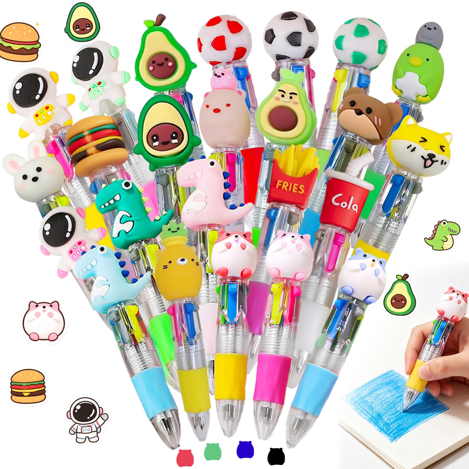 Altdeovk Kugelschreiber Geschenkset, Mini Versenkbare Kugelschreiber, Lustige Kawaii Stifte für Geburtstags Mitgebsel, Preis Unterricht, Schulbedarf, Büro