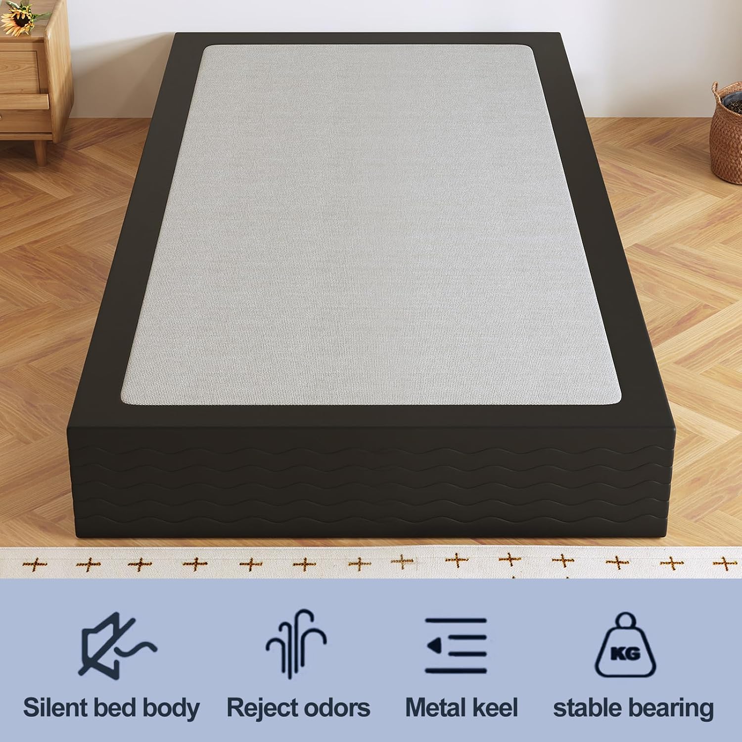10 Inch High Profile Twin Box Spring, Heavy Duty Metal Frame Mattress Foundation with Fabric Cover, Easy Assembly, Noise-Free (10 Inch, Twin)