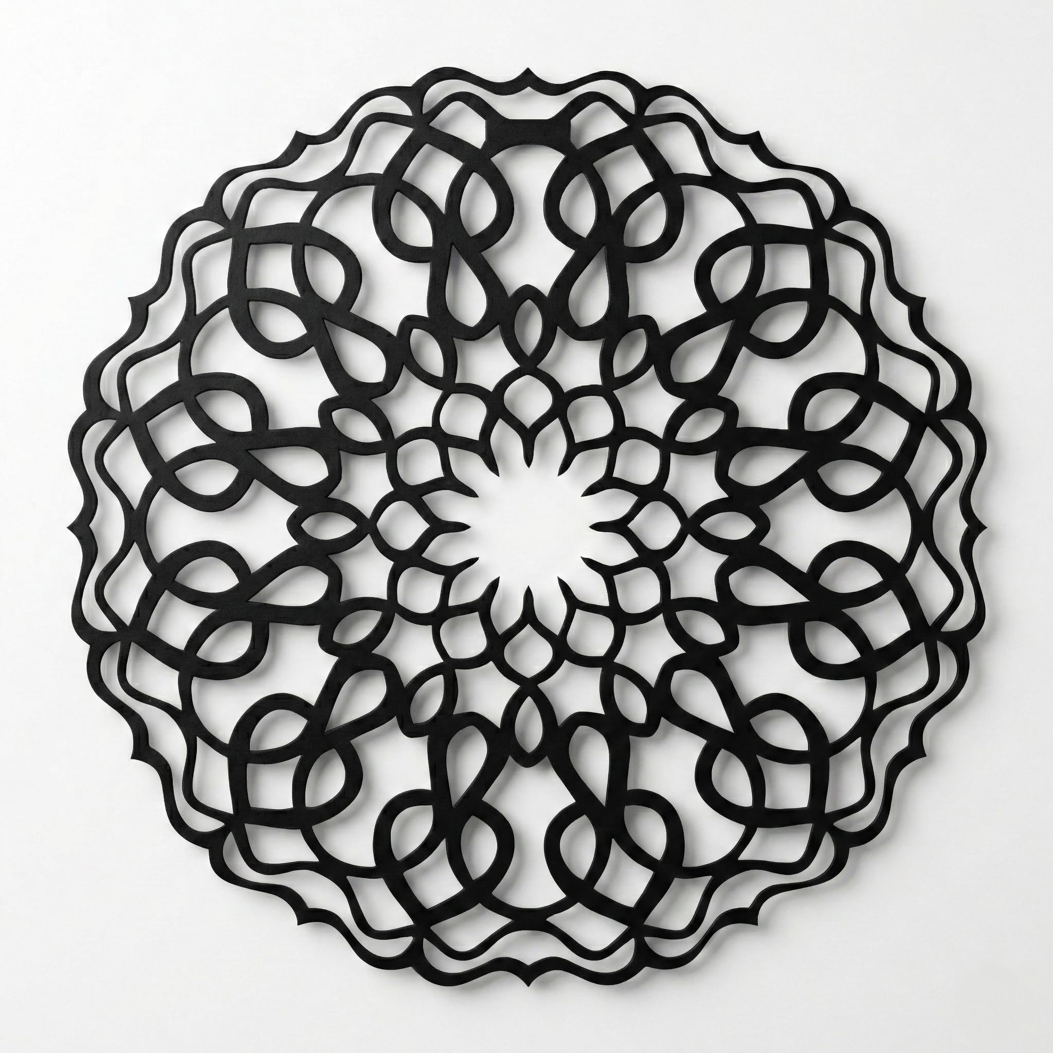 DEKADRON Décoration murale en métal – Mandala – Silhouette murale en métal pour décoration de maison, bureau, chambre à coucher, salon Art déco 28" W x 28" H/71x71cm noir