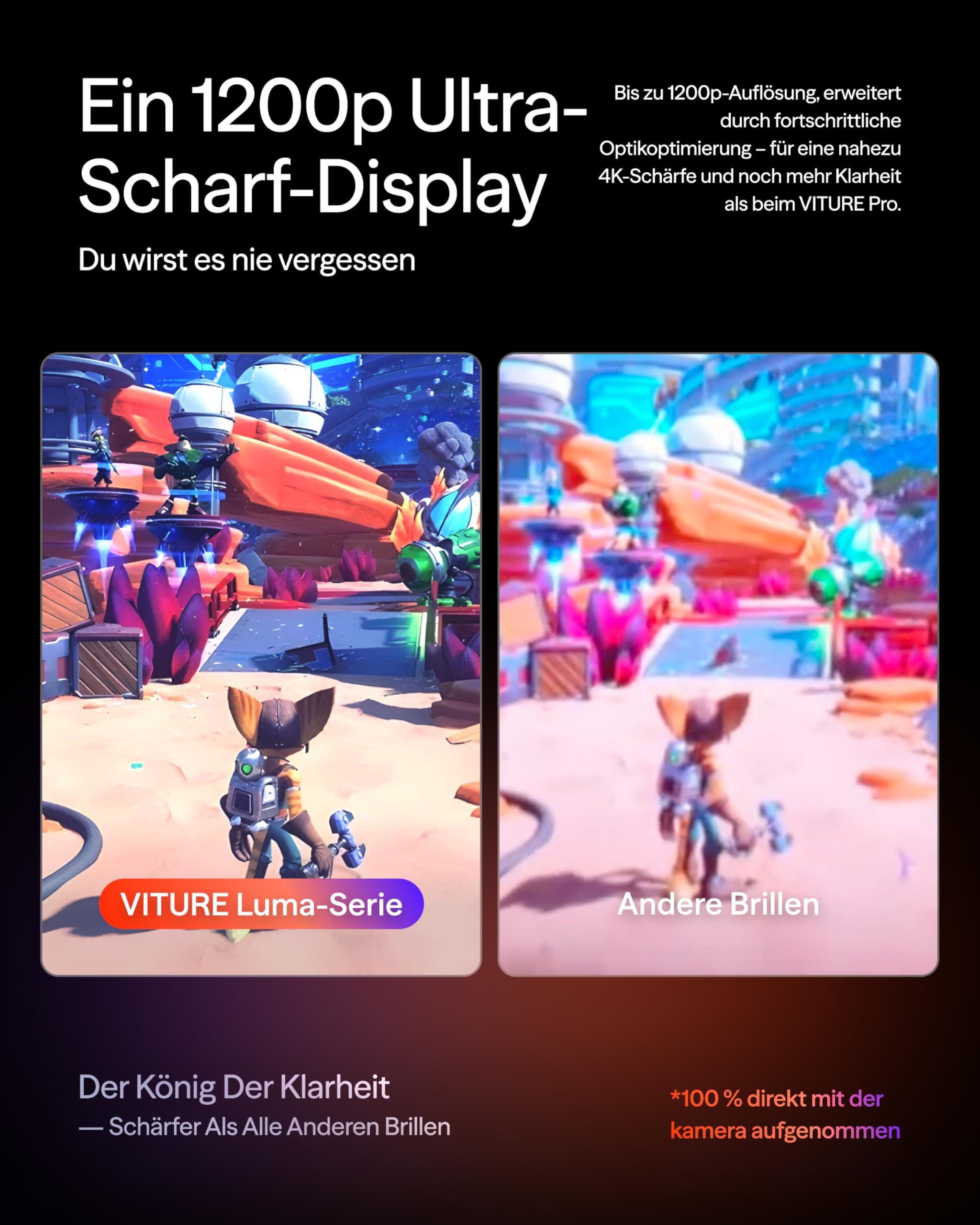 VITURE Luma Ultra XR Brille, 152" Ultra-Scharf Display, Volle 6DoF, AR-Handgesten, 52° FOV, 1500 Nits, kompatibel mit iPhone 17/16/15, Android, Mac, PC, Switch & Switch 2, Echtzeit 2D-zu-3D