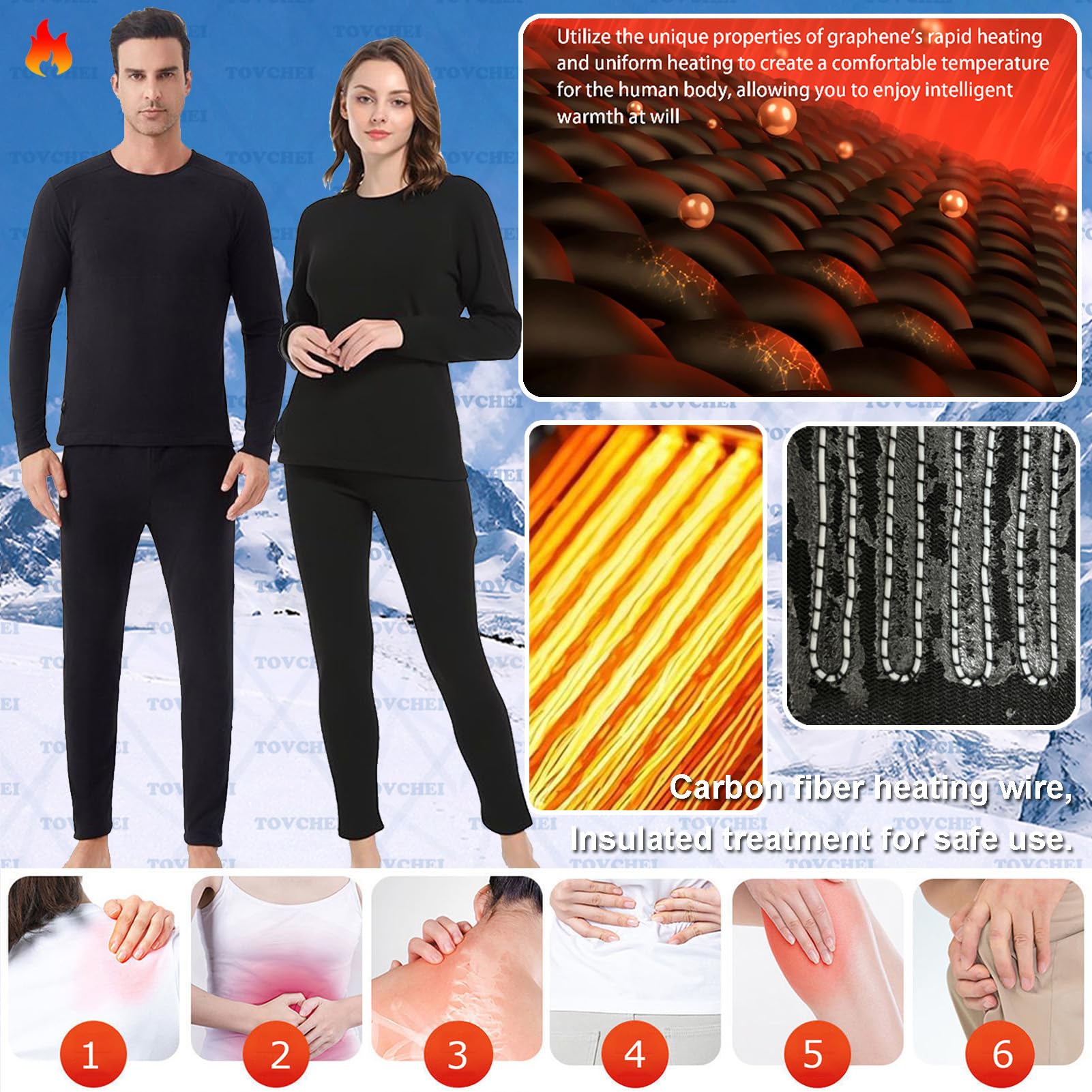 Herren Damen Beheizbare Unterwäsche Oberteil, Elektrische Thermohose, Wärmende Funktionsunterwäsche Mit Fernbedienung Für Den Außenbereich