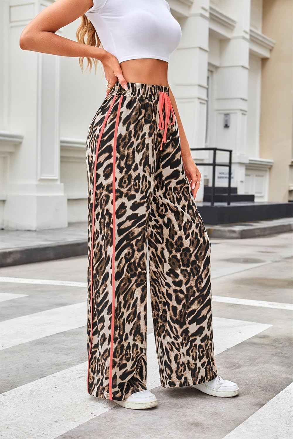 Women Pants Leopard Print Casual Pants Going Out Wide Leg Pants High Waisted Cheetah Pants for Women - Image 7