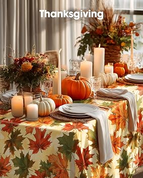 Pureegg Plastic Table Cloth Disposable 8 Pack 54 x 108 Inch, Autumn Maple