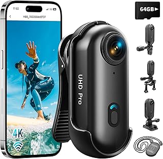 Asdanalili 4K Thumb Action Camera, Mini Body Camera with WiFi, Magnetic Clip Wearable Hands-Free Recording POV Camera, Wat Price In India