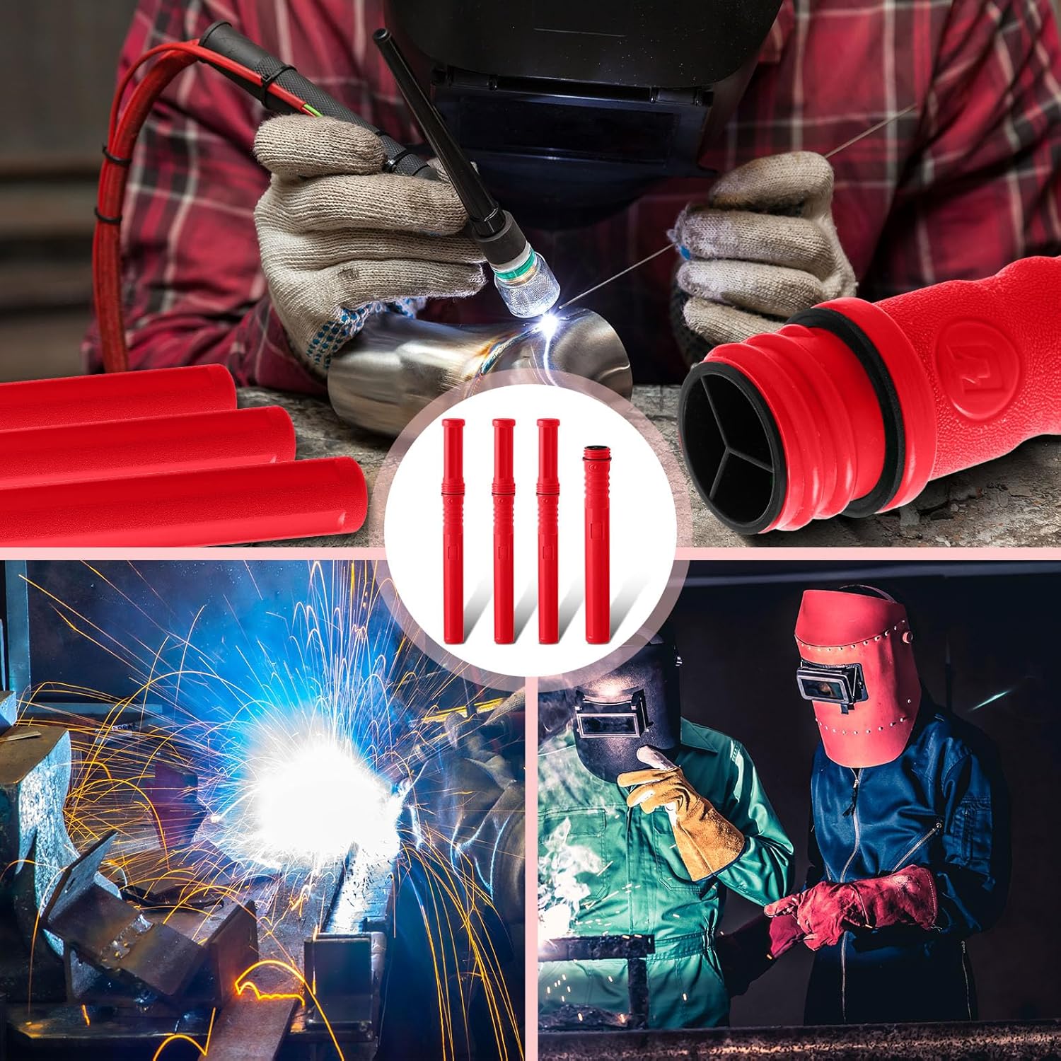 Tandefio 2 Pcs Welding Rod Storage 40 Inch Tig Rod Storage Canisters Welding Electrode Holder Airproof Waterproof Welding Rod Container (Red)