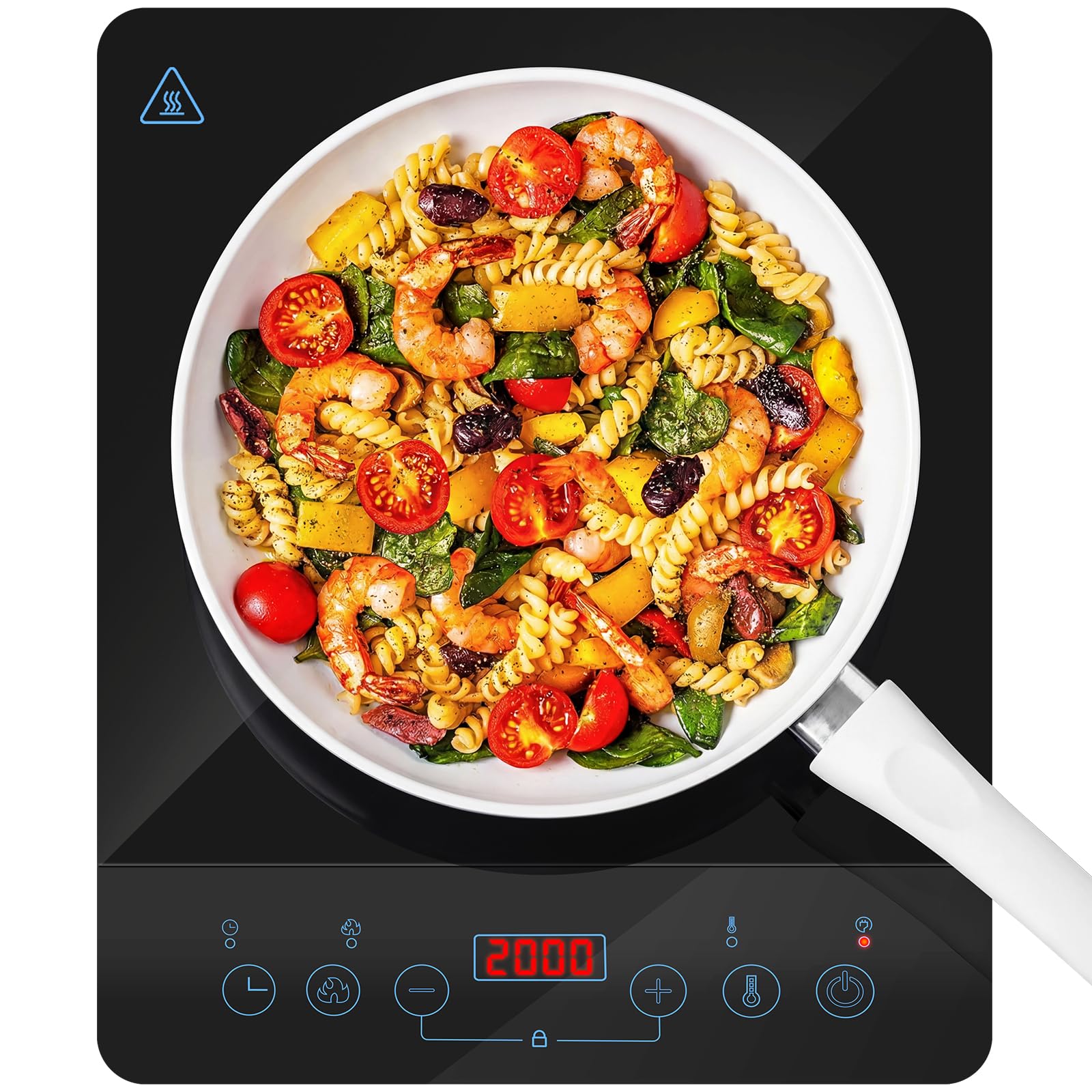Aigostar Plaque à induction portable 2000W | Design Ultra-Mince + 10 Niveaux (60-240°C) | Minuterie 180 Min | Écran Tactile LED | Verrouillage Enfants et Protection Surchauffe Noir