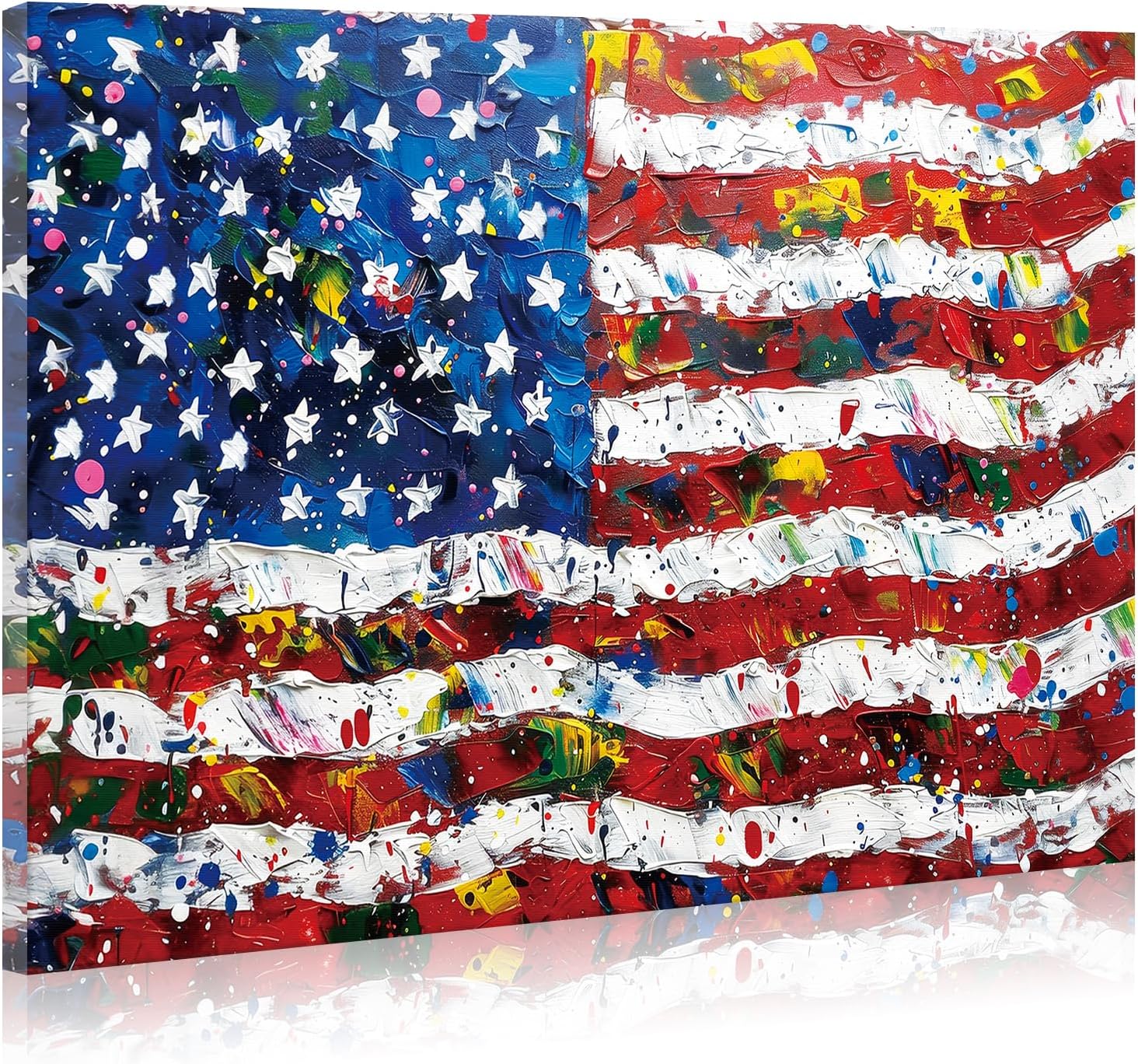 JBER Framed Wall Art Canvas Prints American Flag Wall Decor Artwork for Walls Old Vintage American Flag for Living Room Office Bedroom 24"x16" 24L" x 16W" American Flag 1