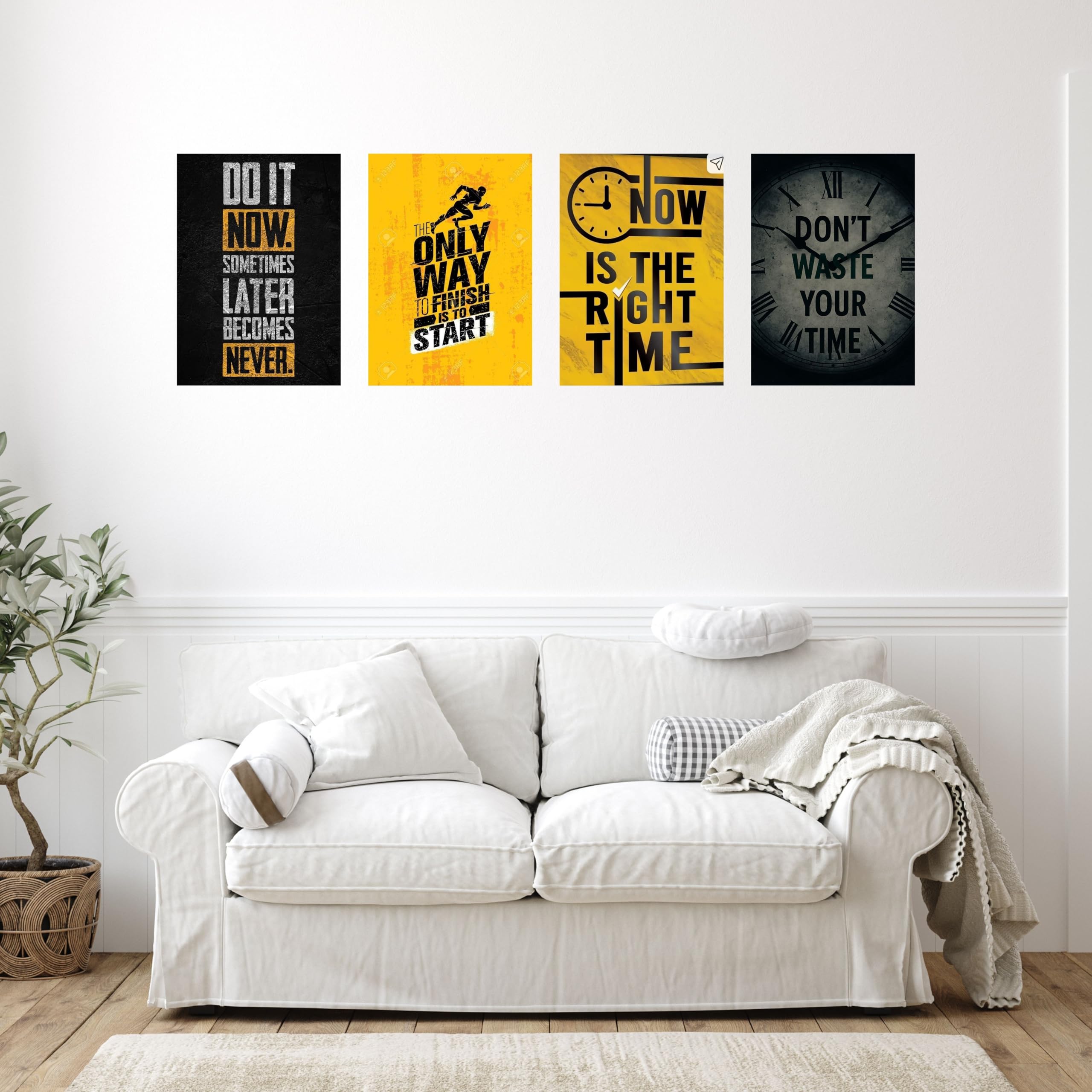 URBAN  THE URBAN BRAND Motivational Wall Art Posters Set of 4 A4 – Black